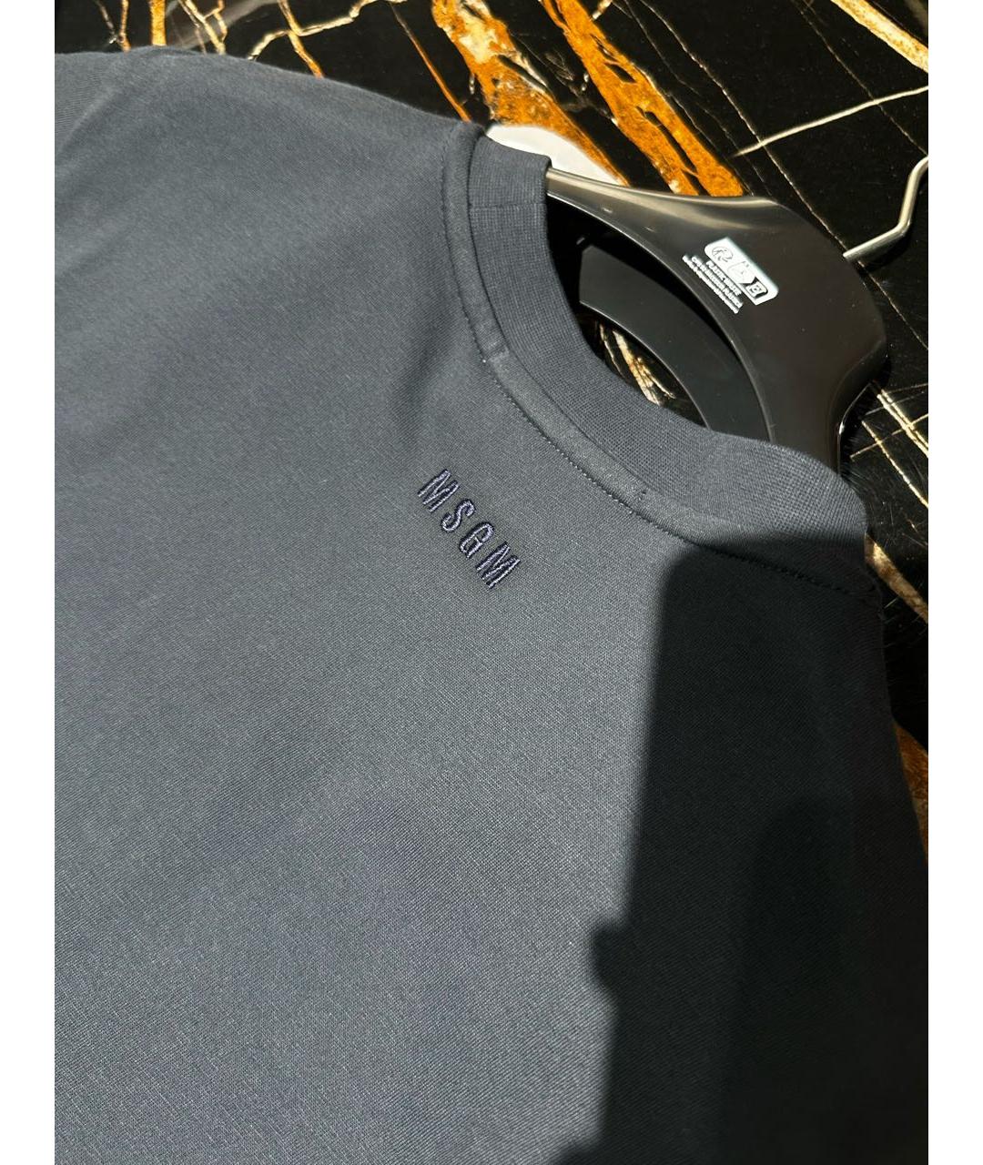 MSGM Темно-синяя хлопковая футболка, фото 4