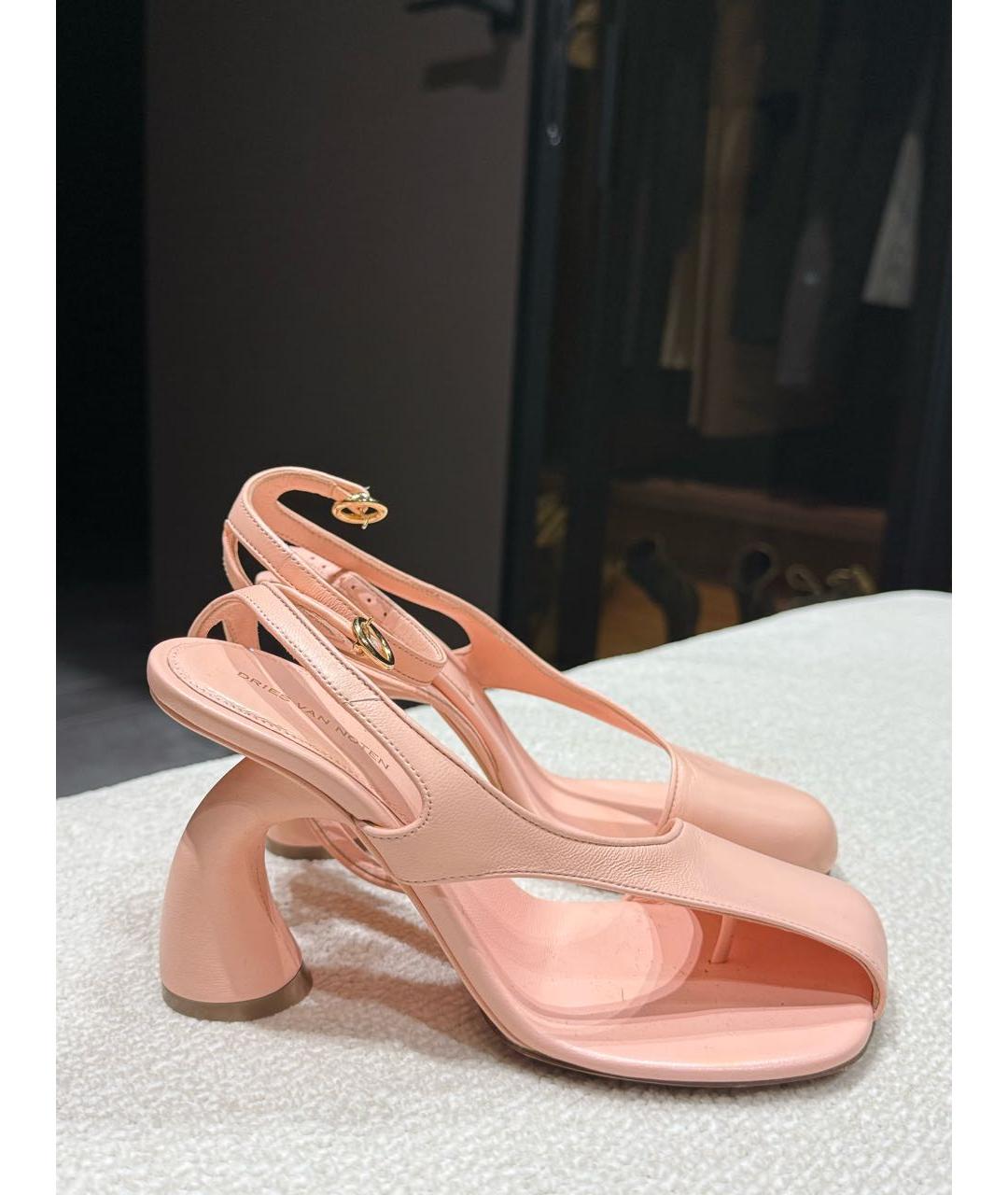 DRIES VAN NOTEN Розовые кожаные босоножки, фото 6