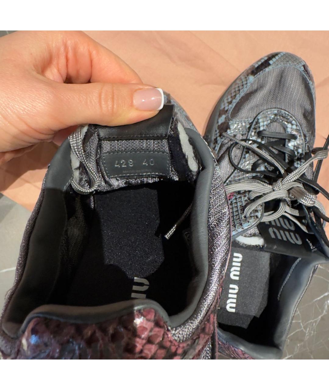 MIU MIU Серые кожаные кеды, фото 6