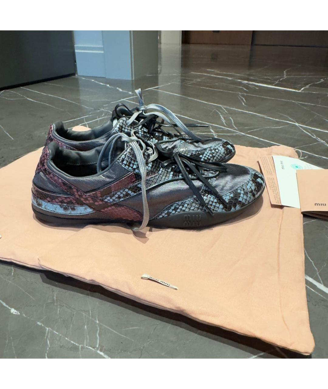 MIU MIU Серые кожаные кеды, фото 8