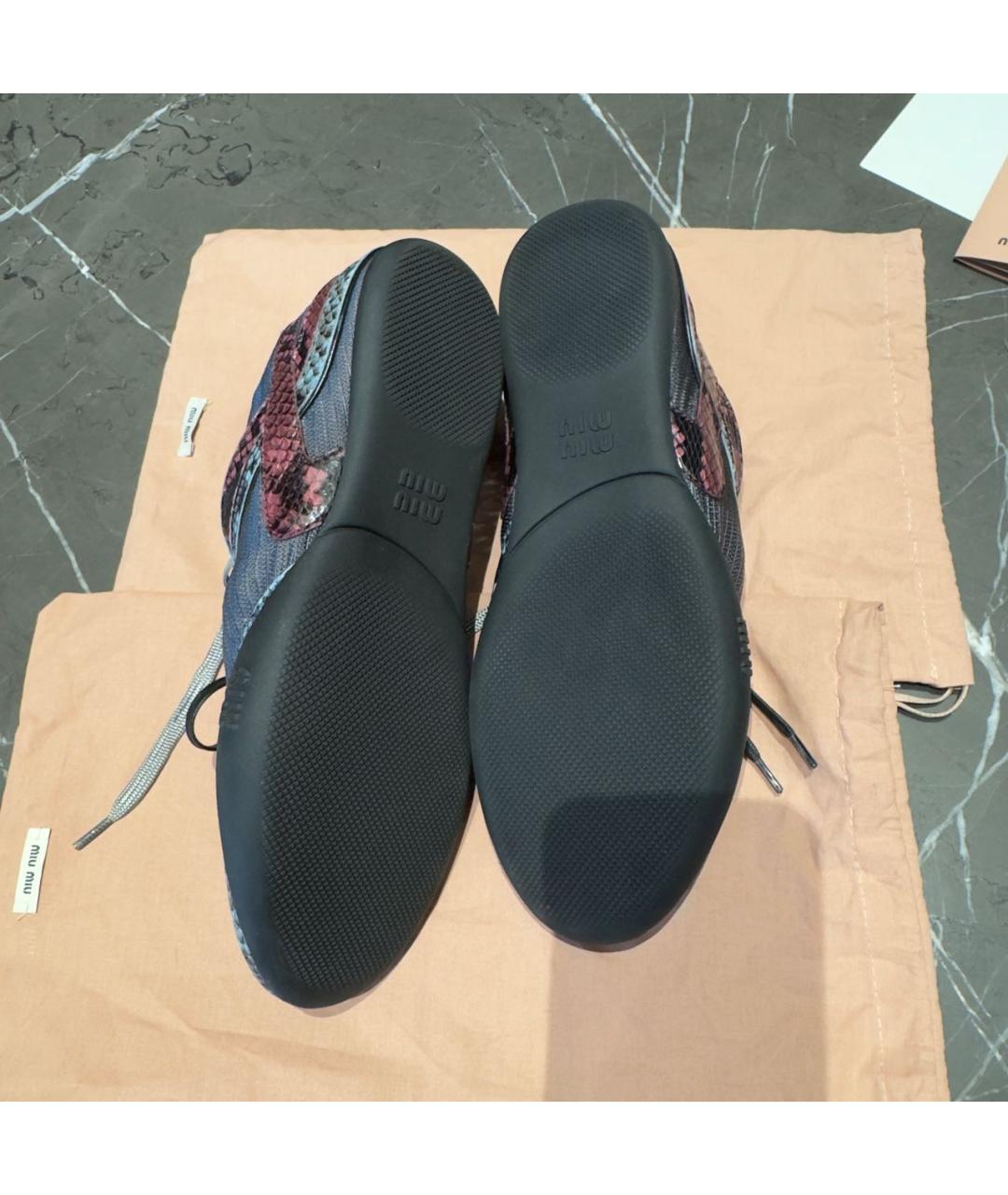 MIU MIU Серые кожаные кеды, фото 5
