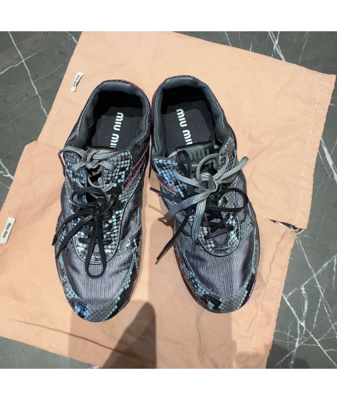 MIU MIU Серые кожаные кеды, фото 2