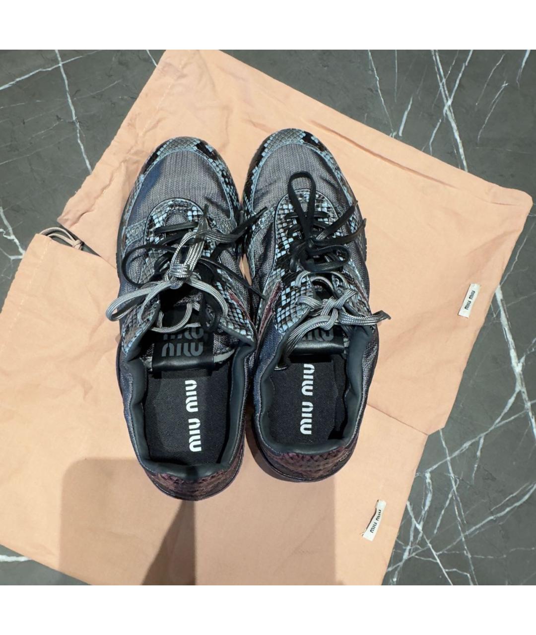 MIU MIU Серые кожаные кеды, фото 3