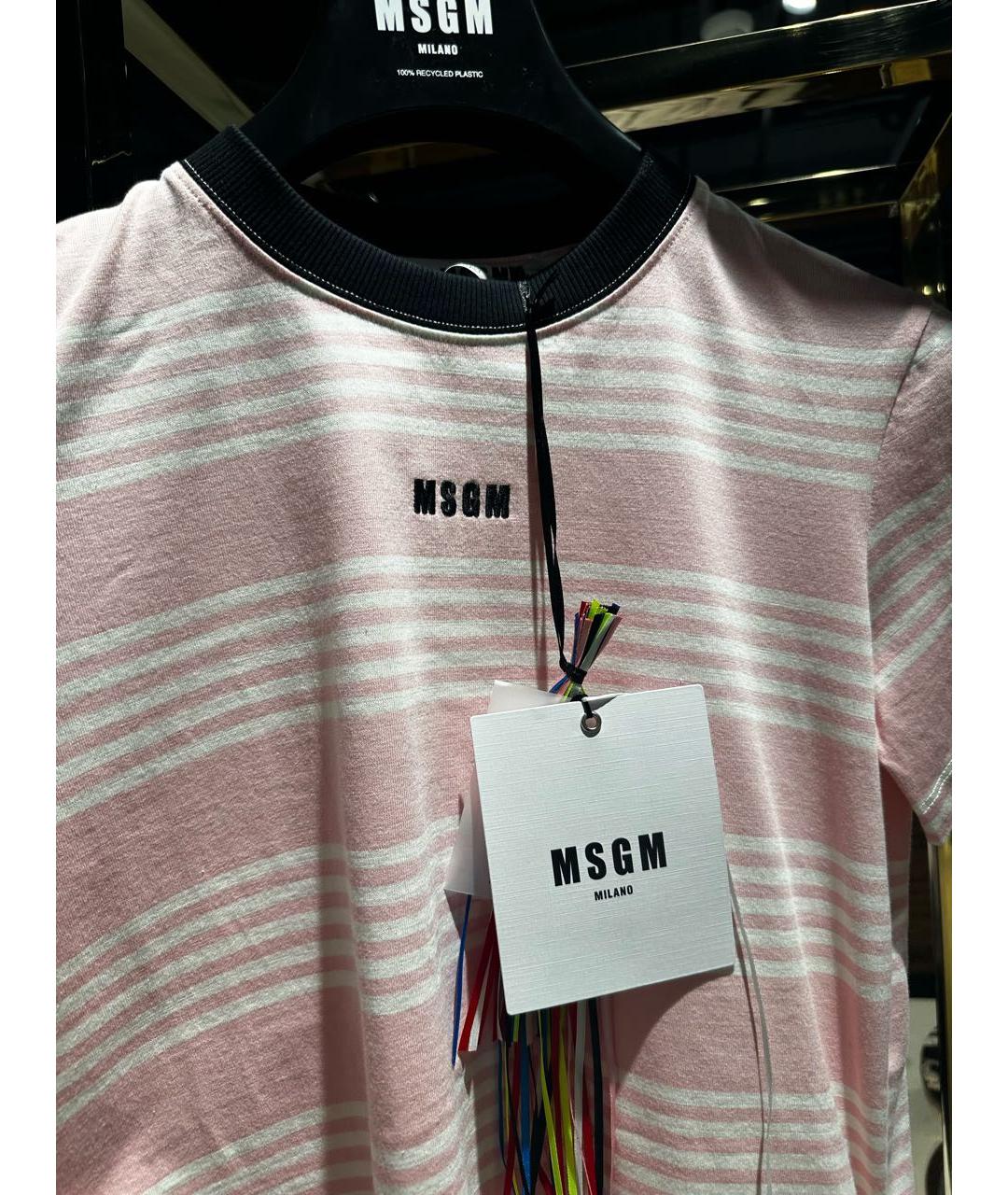 MSGM Розовая хлопковая футболка, фото 3