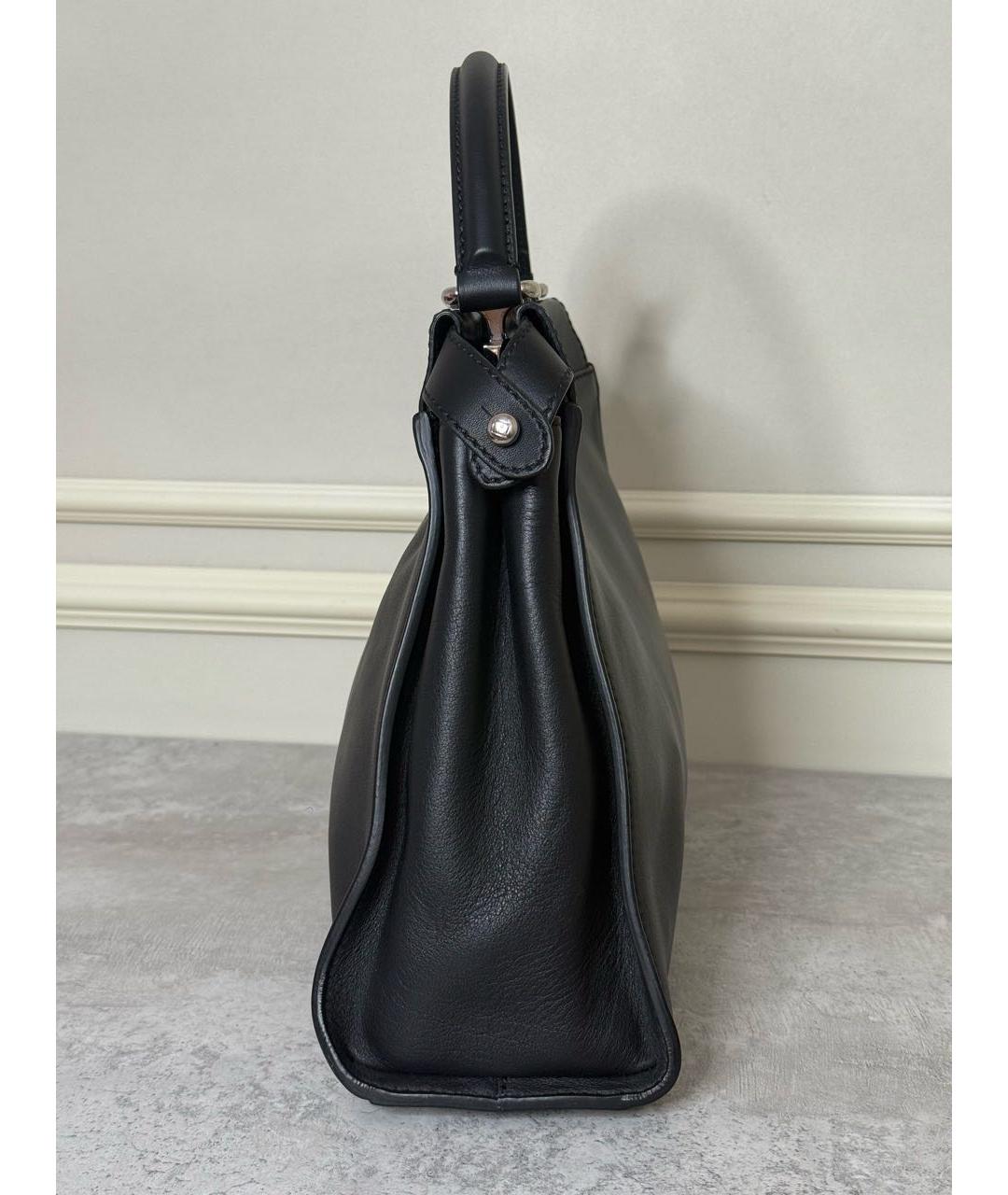 FENDI Черная кожаная сумка с короткими ручками, фото 4