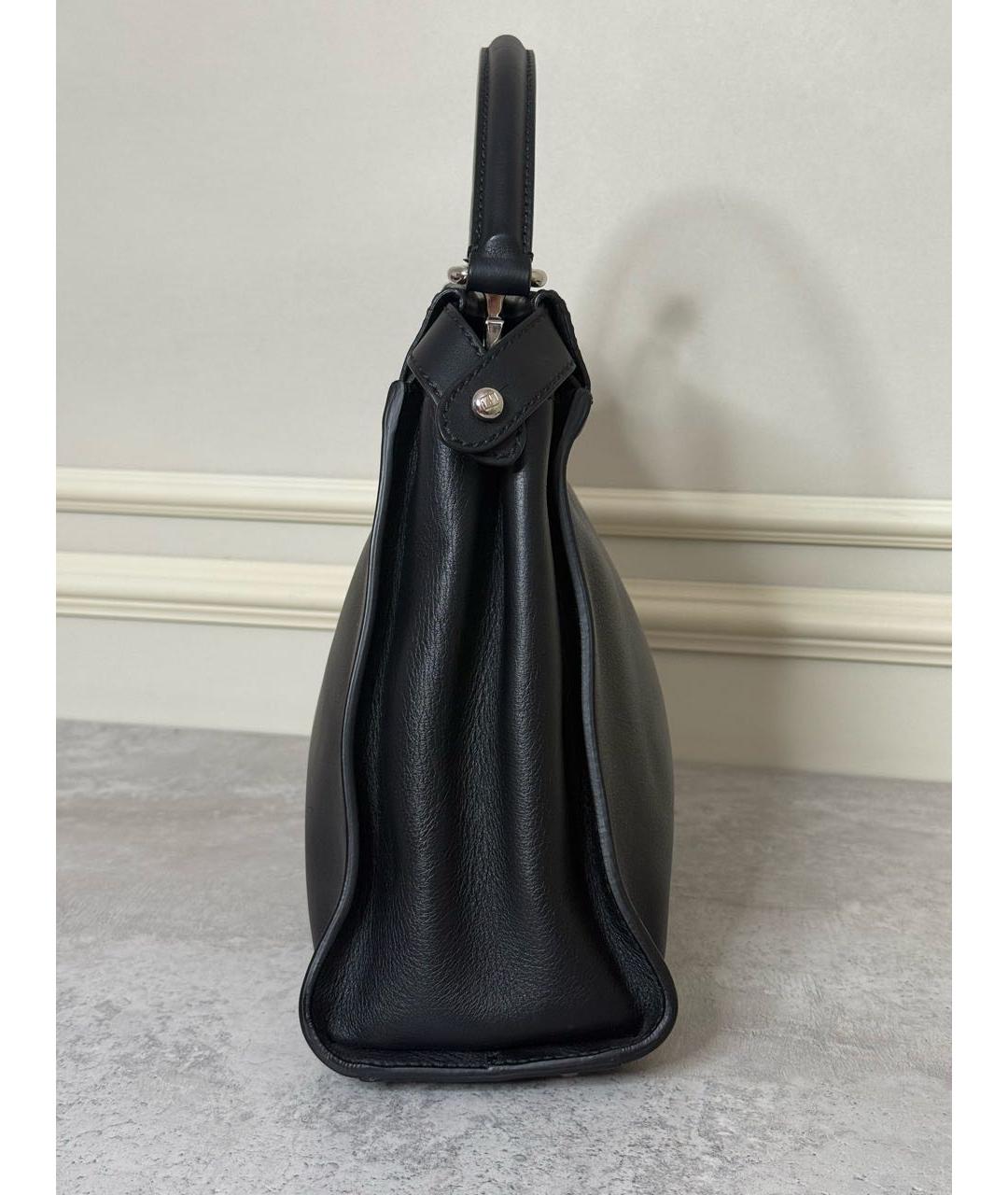 FENDI Черная кожаная сумка с короткими ручками, фото 5
