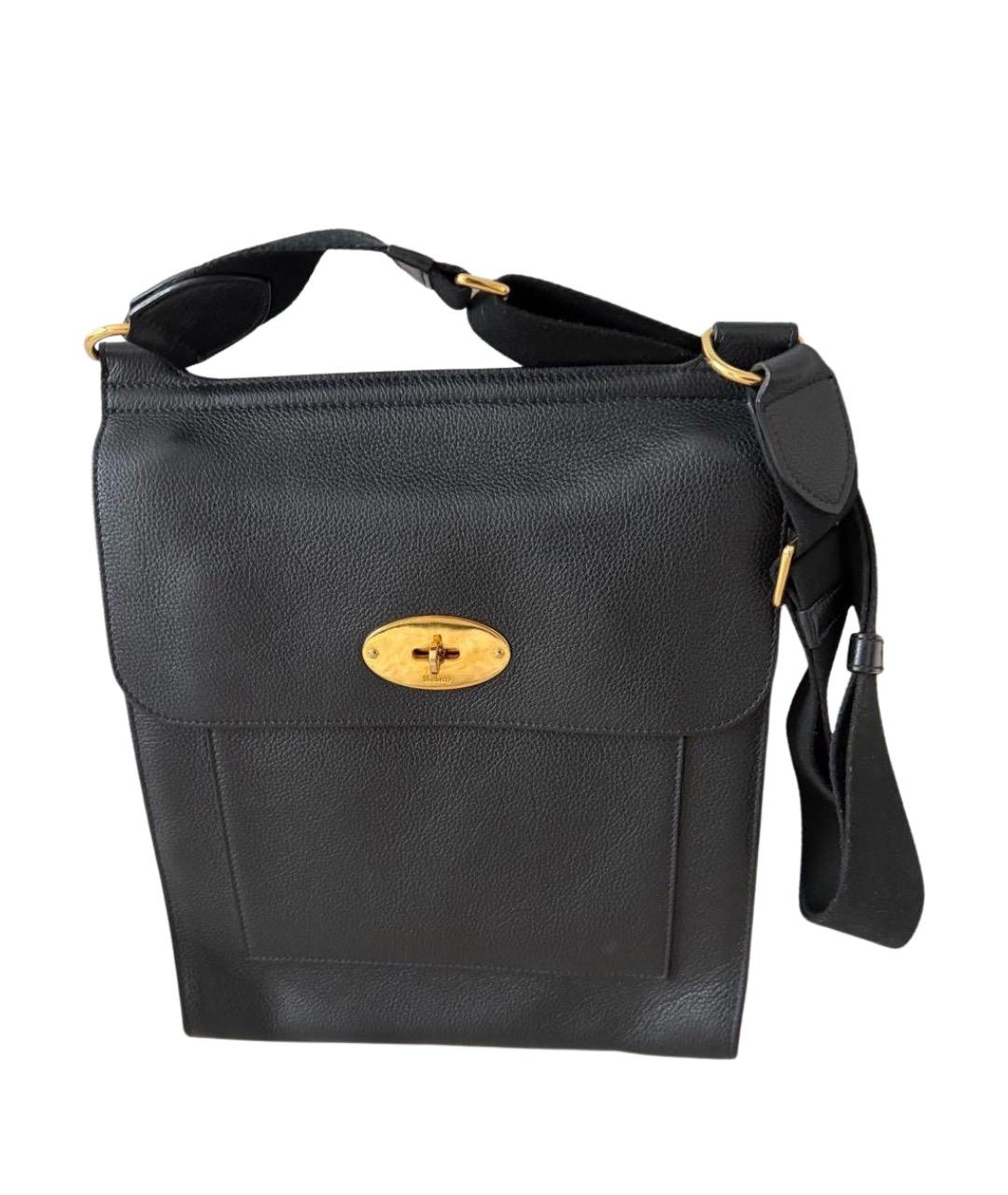 MULBERRY Черная кожаная сумка на плечо, фото 1