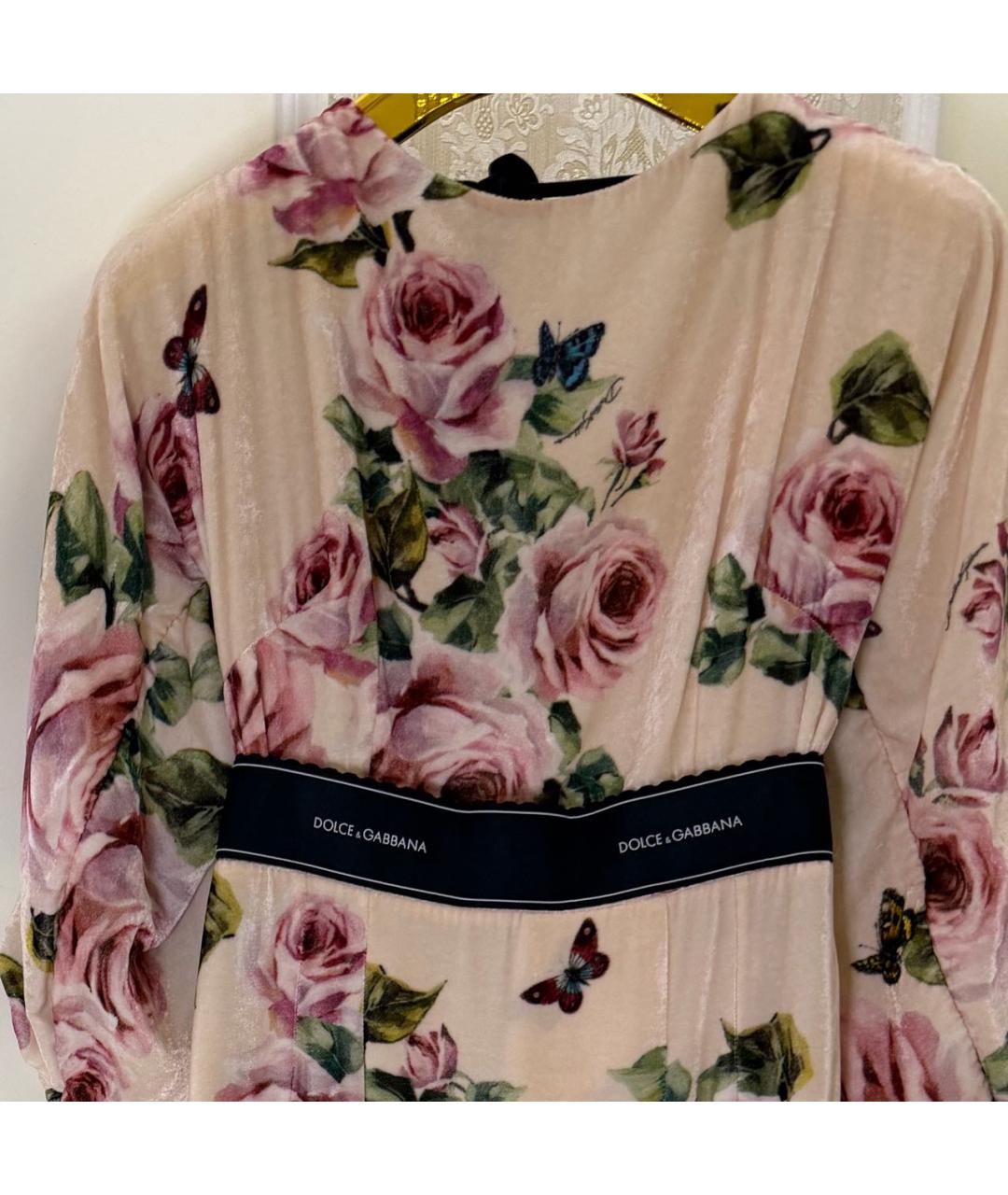 DOLCE&GABBANA Бежевое бархатное вечернее платье, фото 4