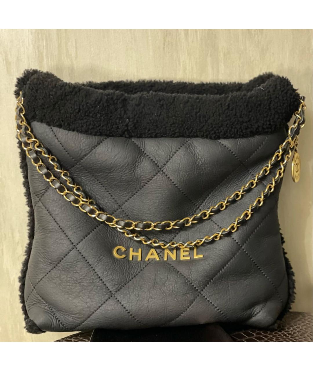 CHANEL Черная кожаная сумка тоут, фото 7