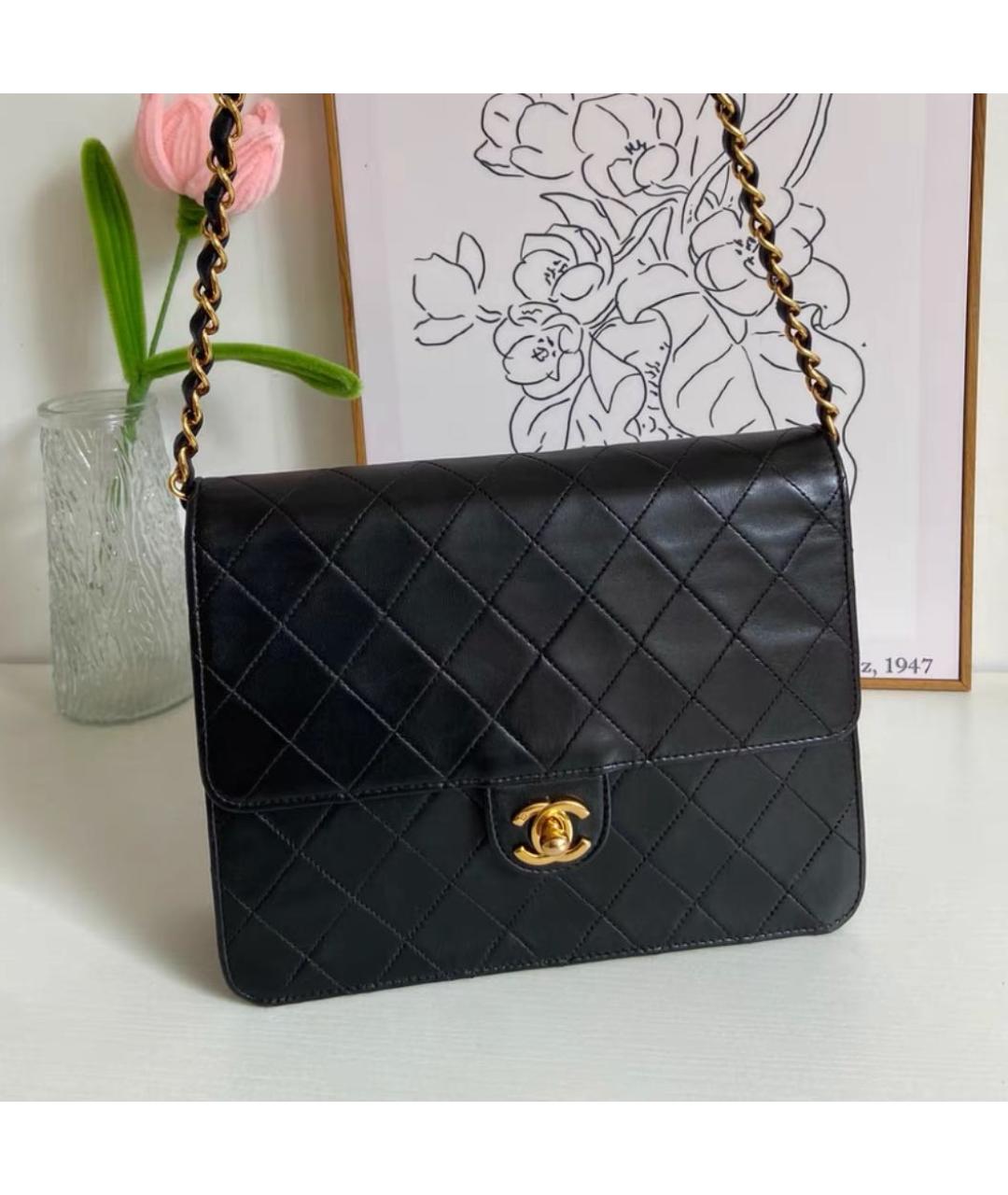 CHANEL Черная кожаная сумка через плечо, фото 6