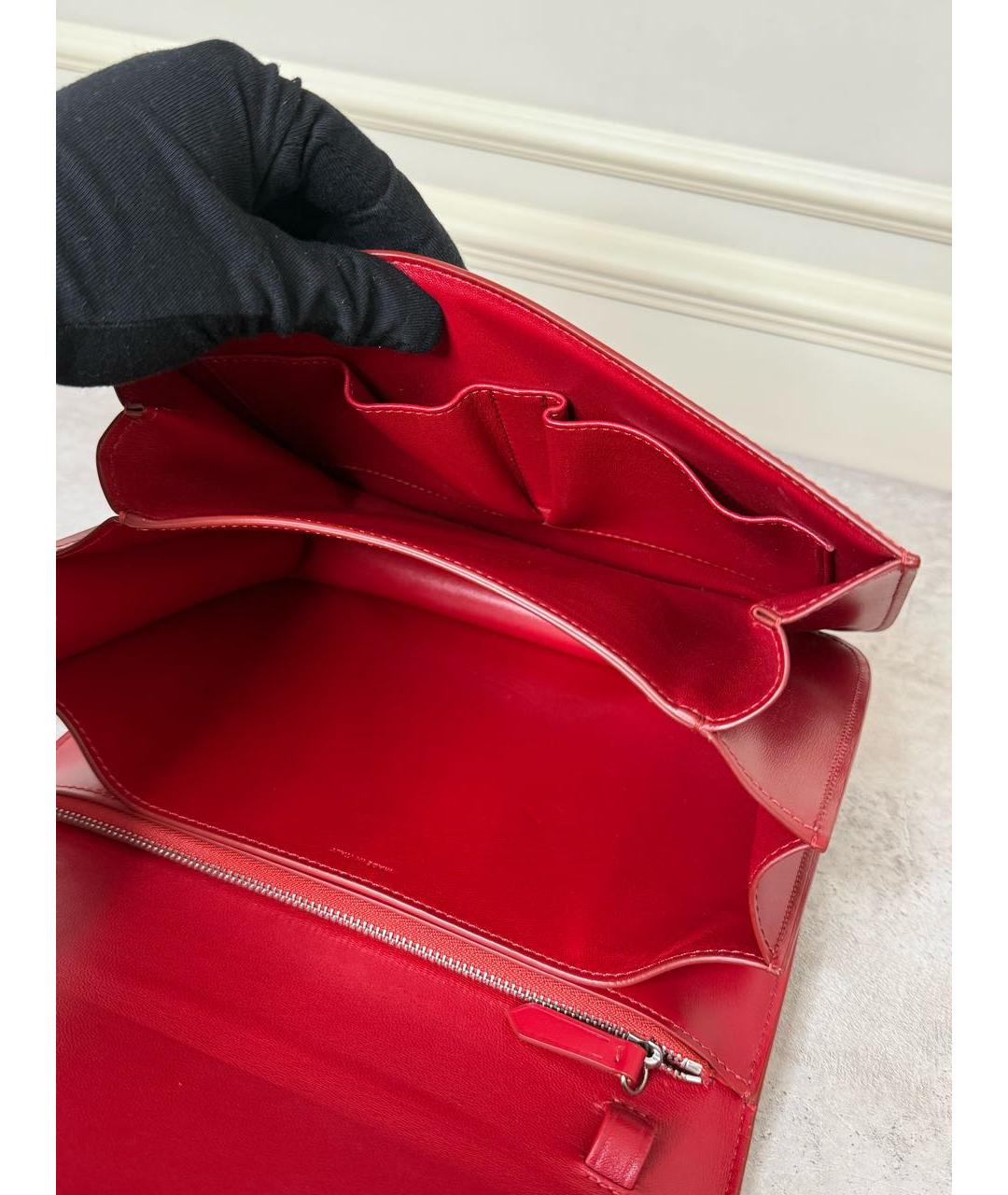 CELINE Красная кожаная сумка через плечо, фото 4