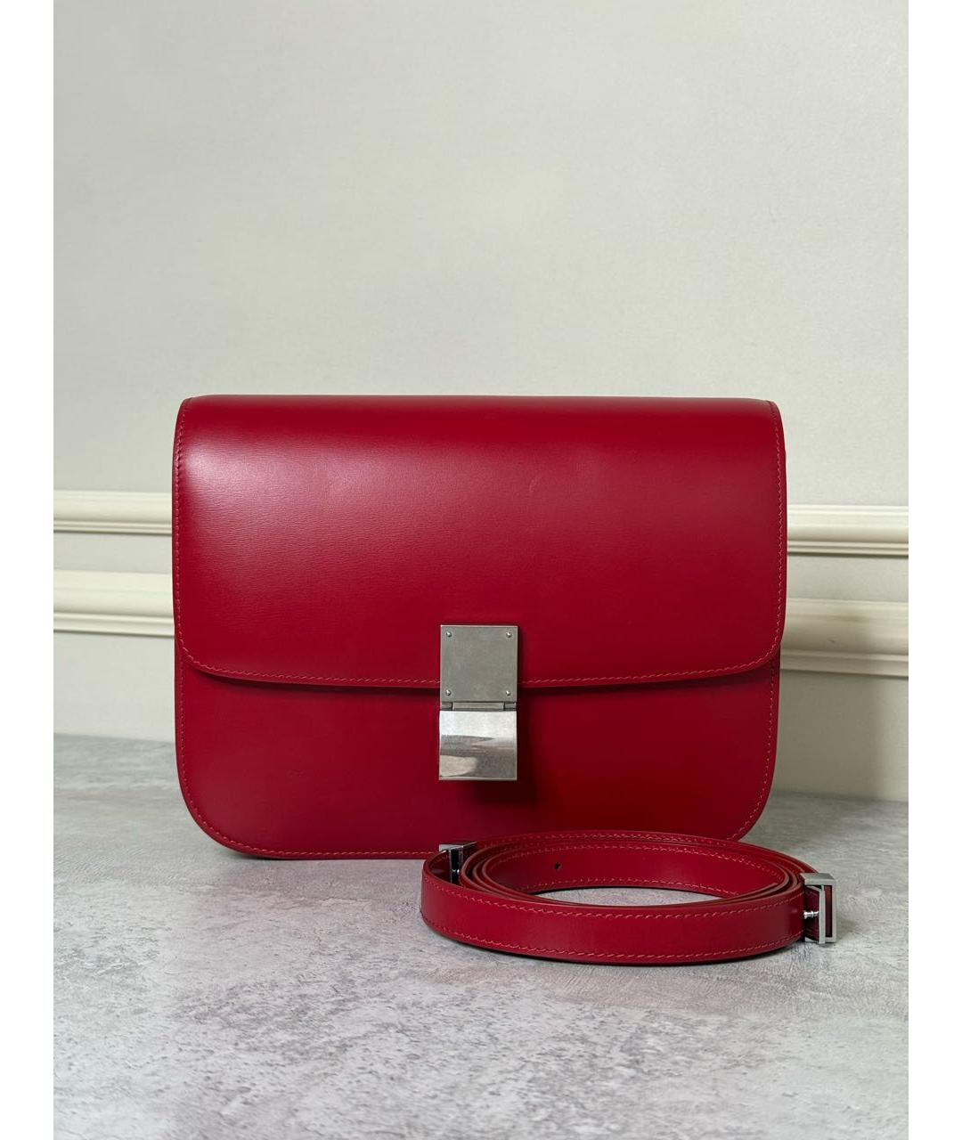 CELINE Красная кожаная сумка через плечо, фото 9