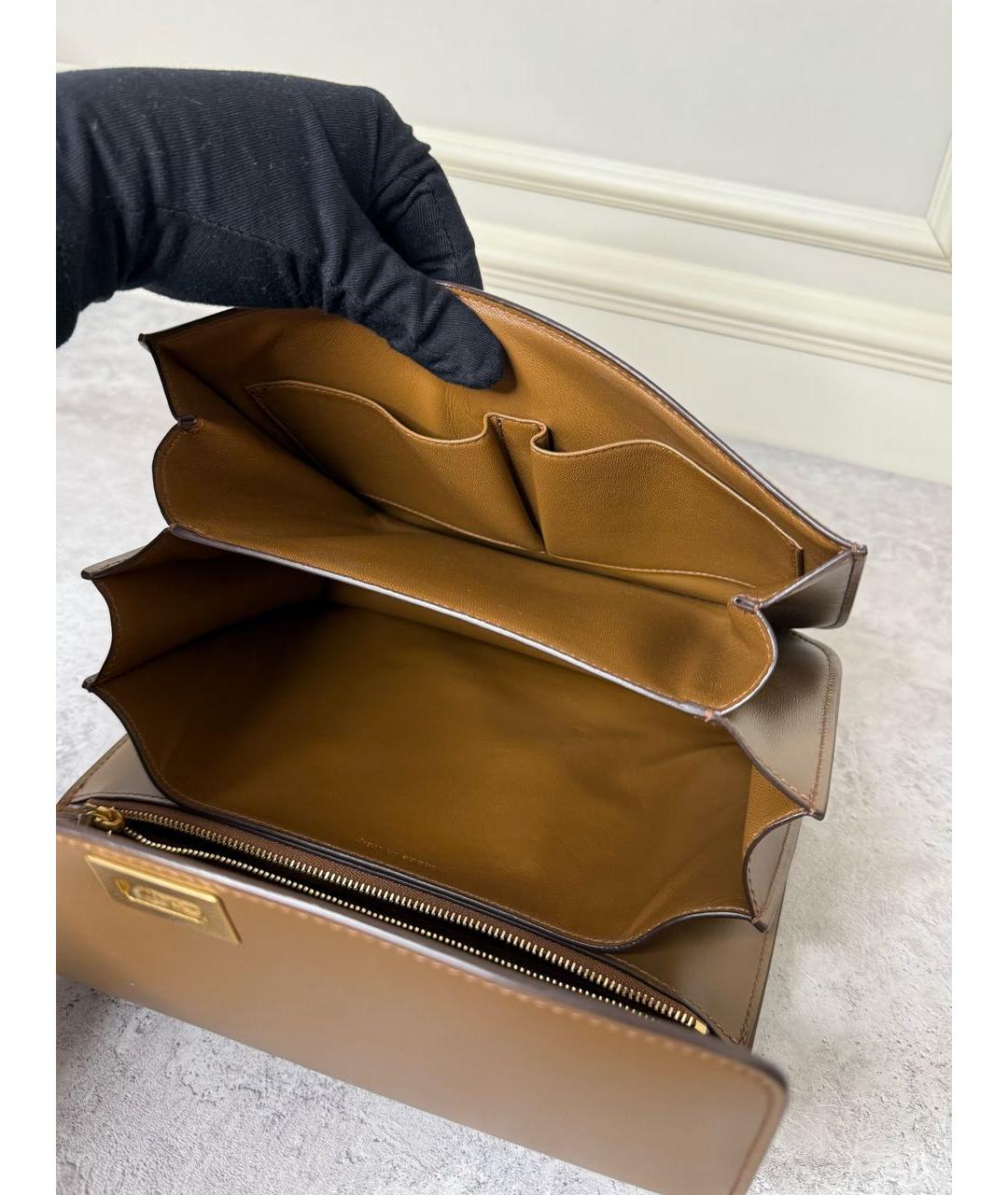 CELINE Коричневая кожаная сумка через плечо, фото 8