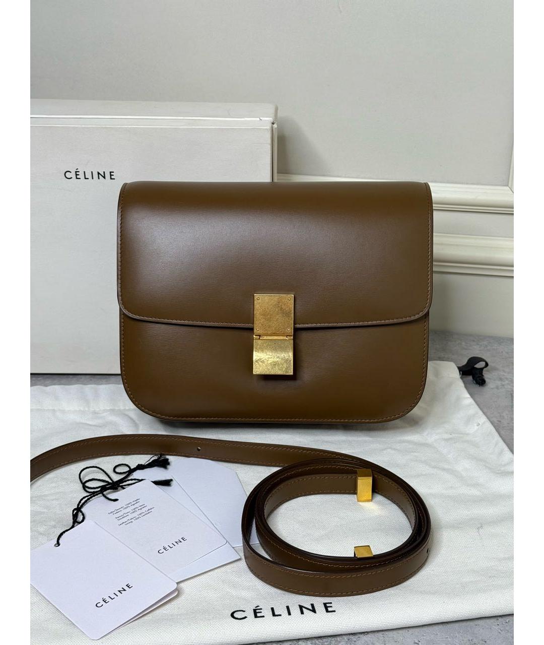 CELINE Коричневая кожаная сумка через плечо, фото 9