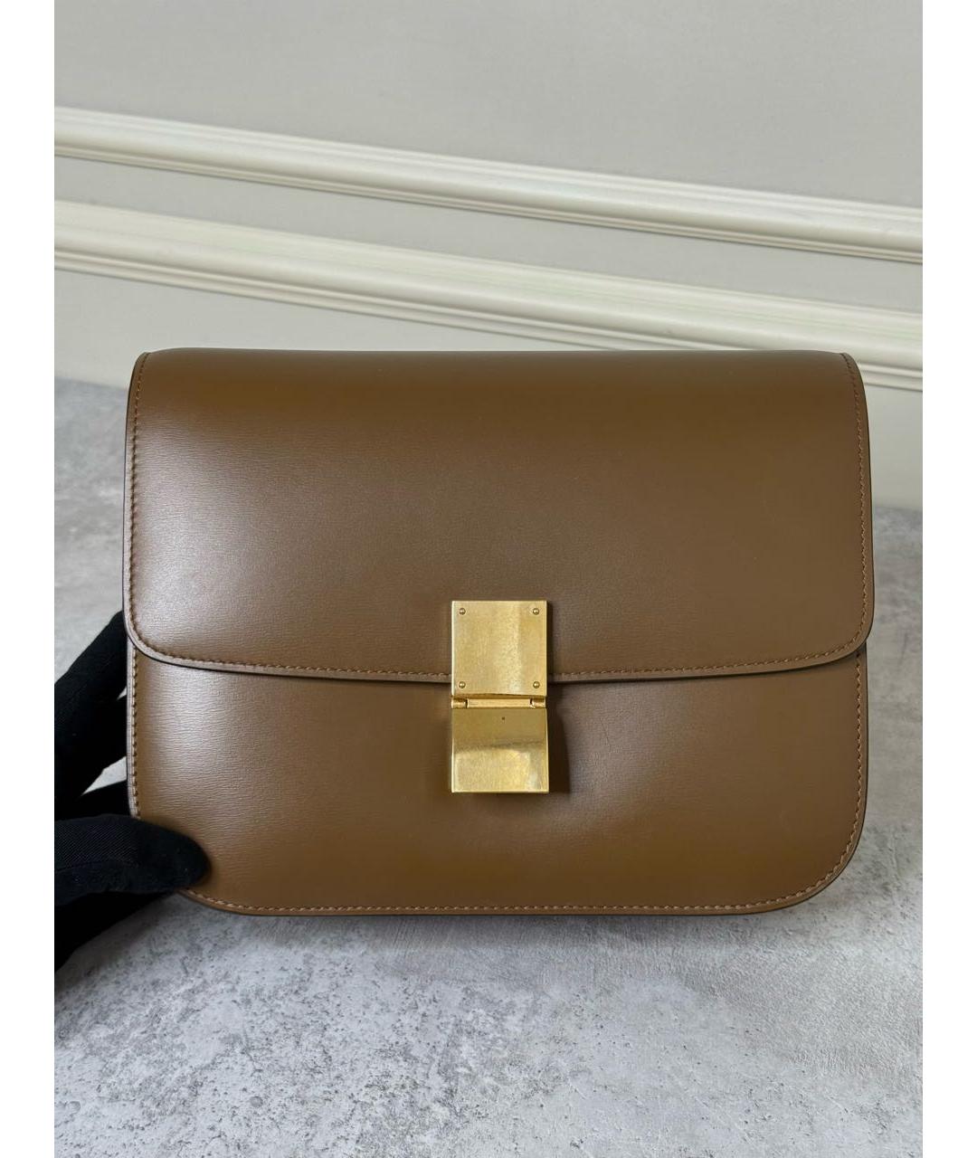 CELINE Коричневая кожаная сумка через плечо, фото 3