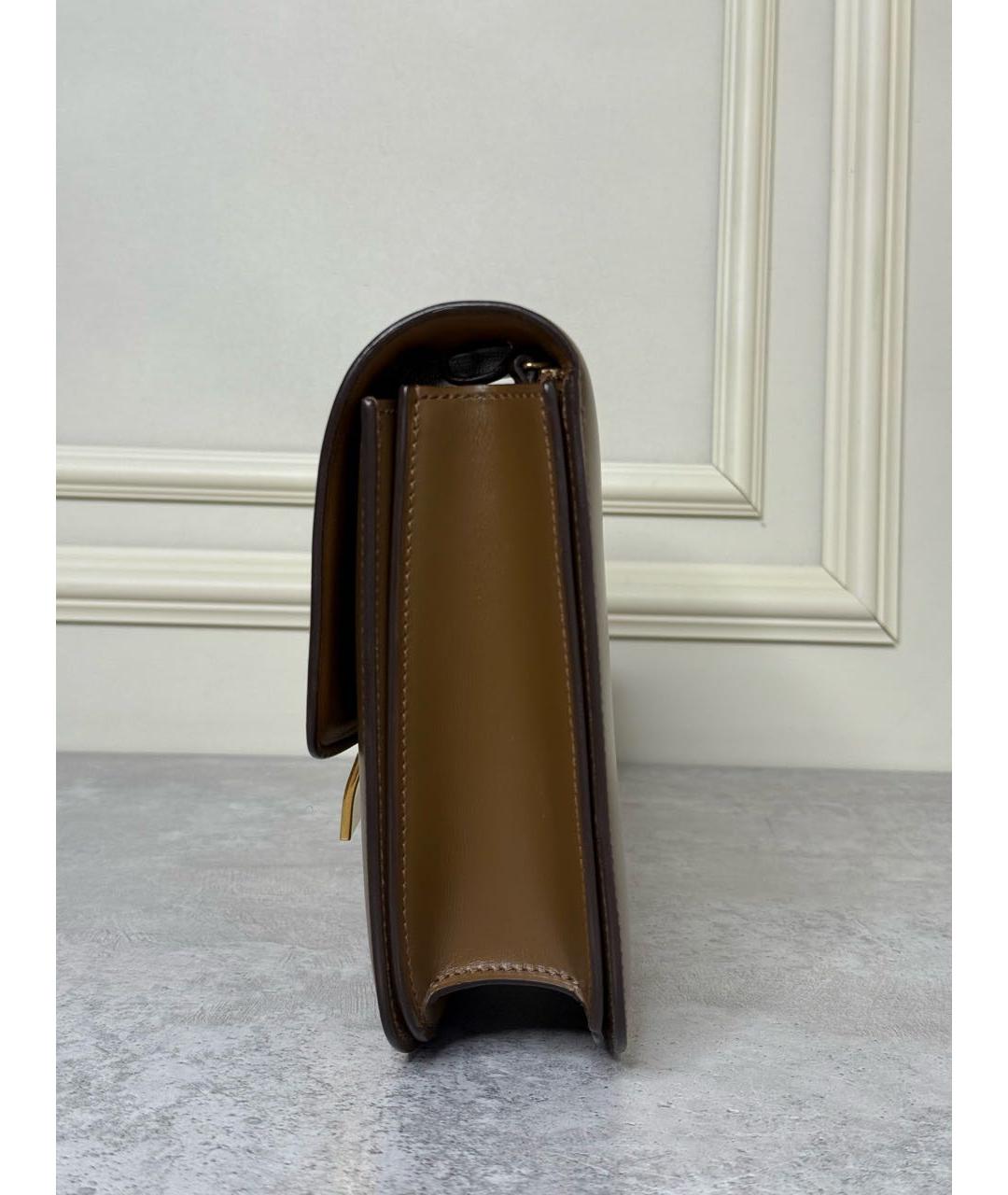 CELINE Коричневая кожаная сумка через плечо, фото 5