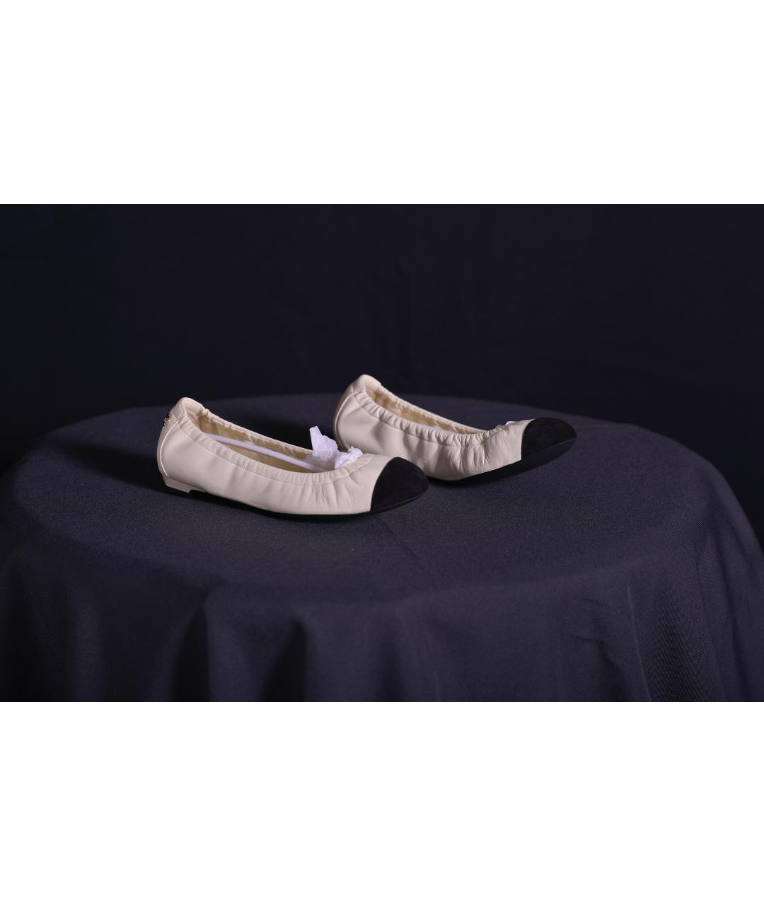 CHANEL Бежевые кожаные балетки, фото 7