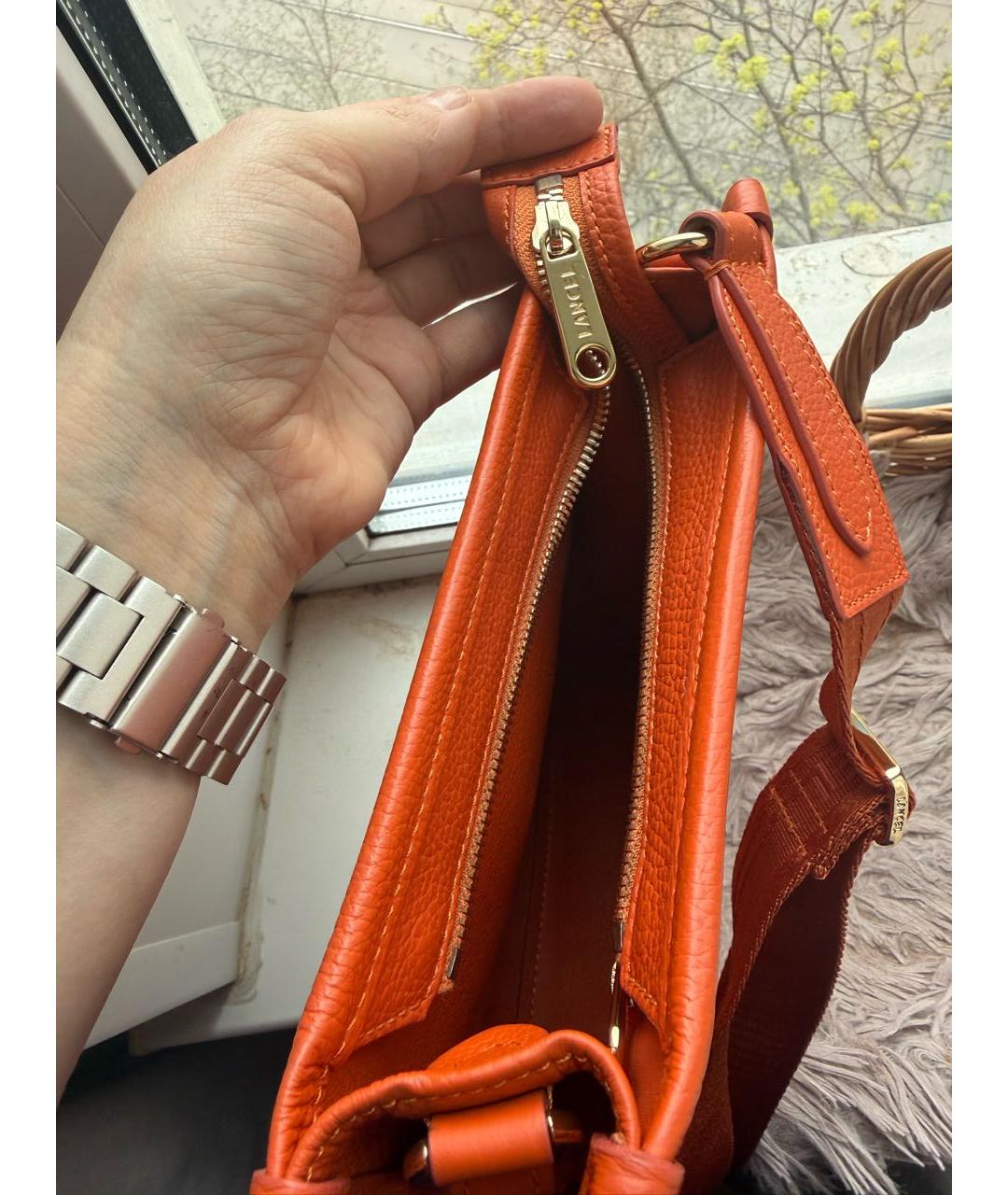 LANCEL Оранжевая кожаная сумка через плечо, фото 4