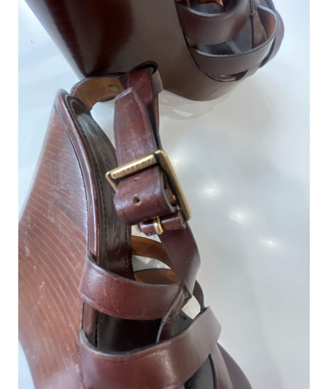 BURBERRY Коричневые кожаные босоножки, фото 6