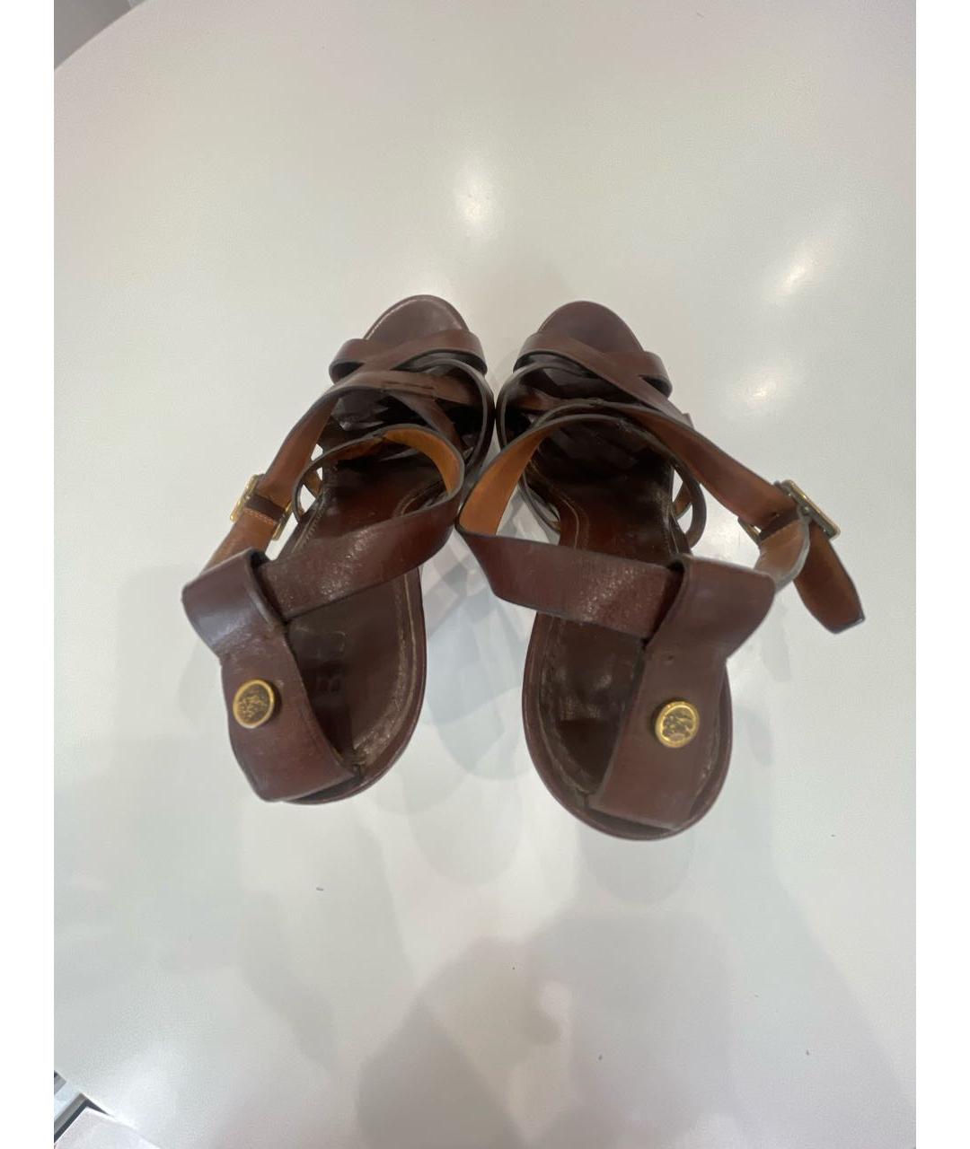 BURBERRY Коричневые кожаные босоножки, фото 3