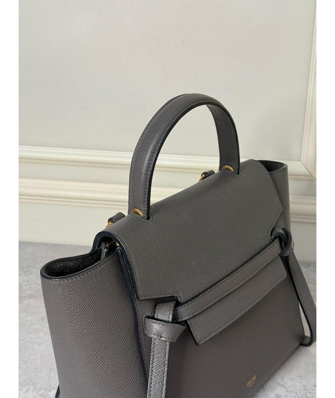 CELINE Антрацитовая кожаная сумка с короткими ручками, фото 2