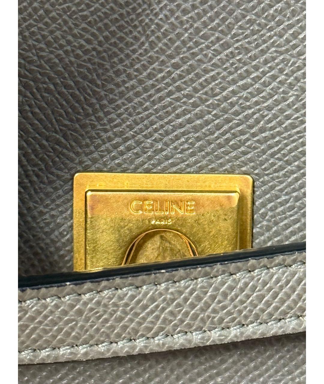 CELINE Антрацитовая кожаная сумка с короткими ручками, фото 7