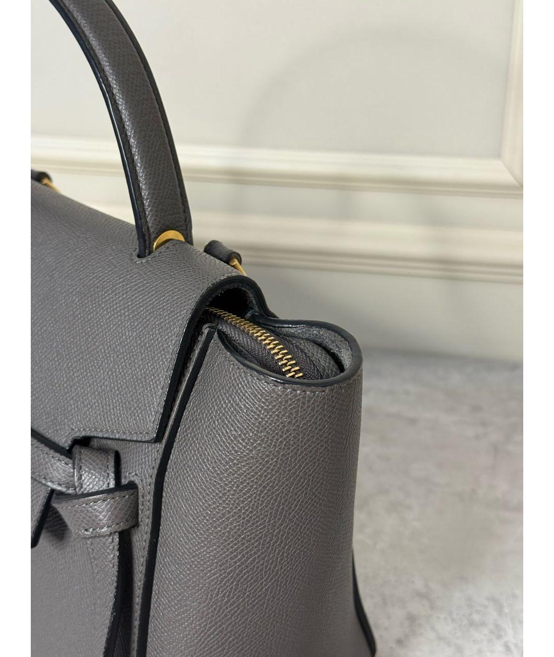 CELINE Антрацитовая кожаная сумка с короткими ручками, фото 5