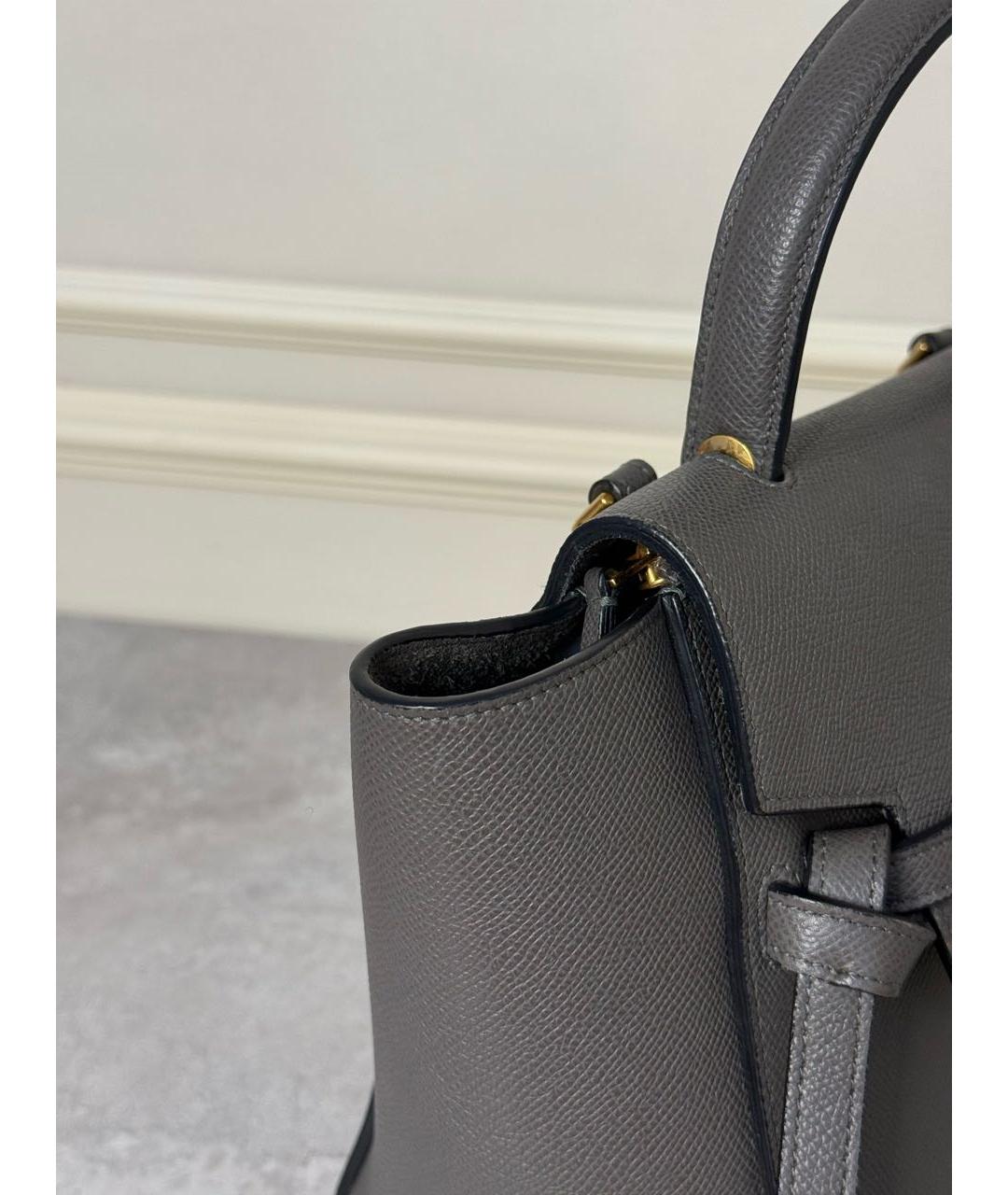 CELINE Антрацитовая кожаная сумка с короткими ручками, фото 6