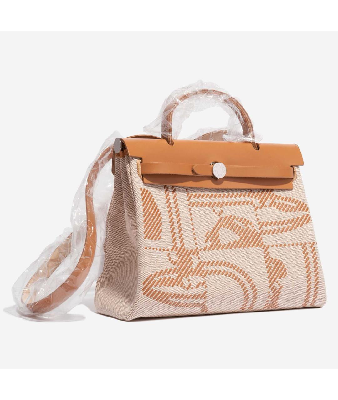 HERMES Бежевая тканевая сумка через плечо, фото 3