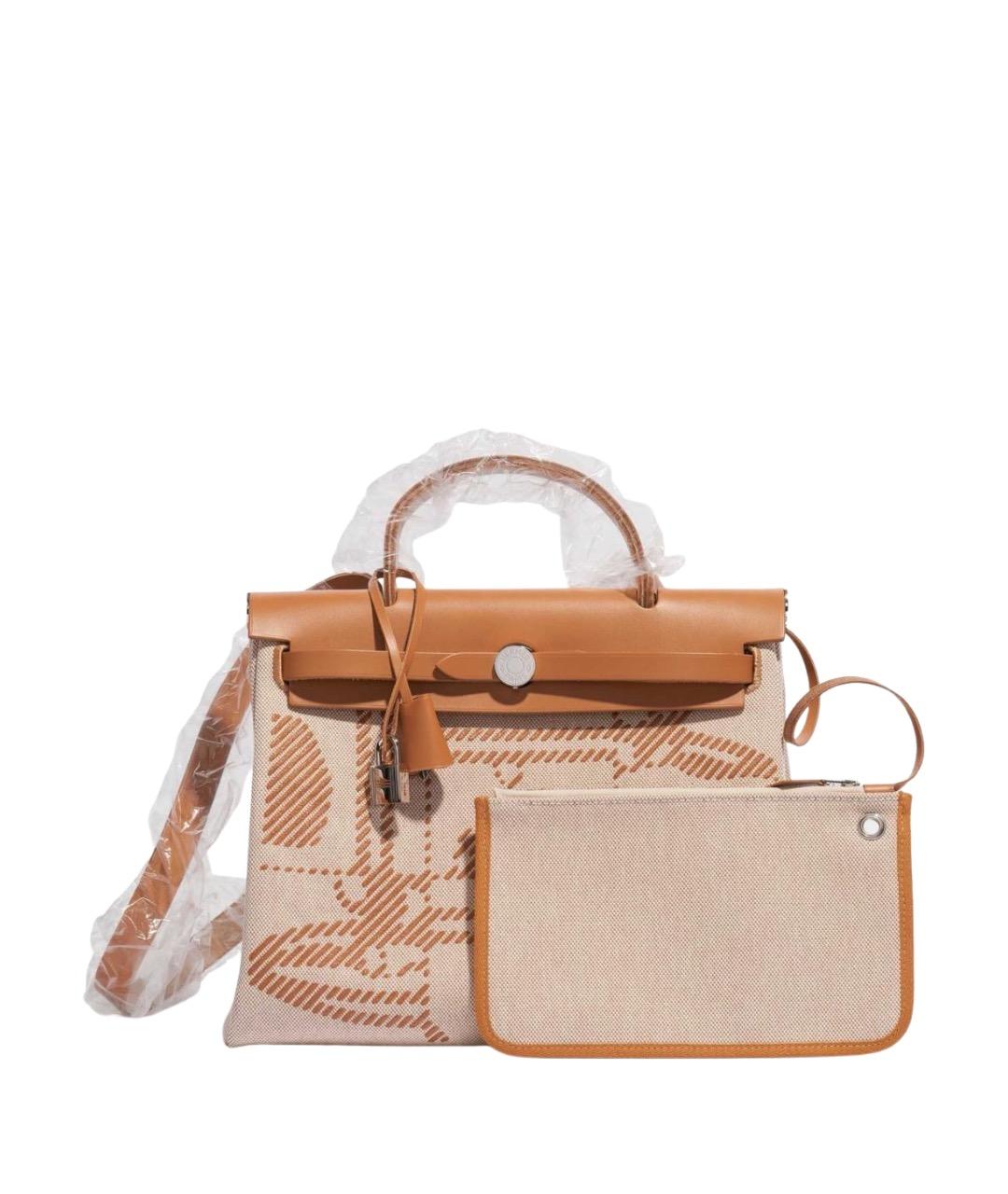 HERMES Бежевая тканевая сумка через плечо, фото 1