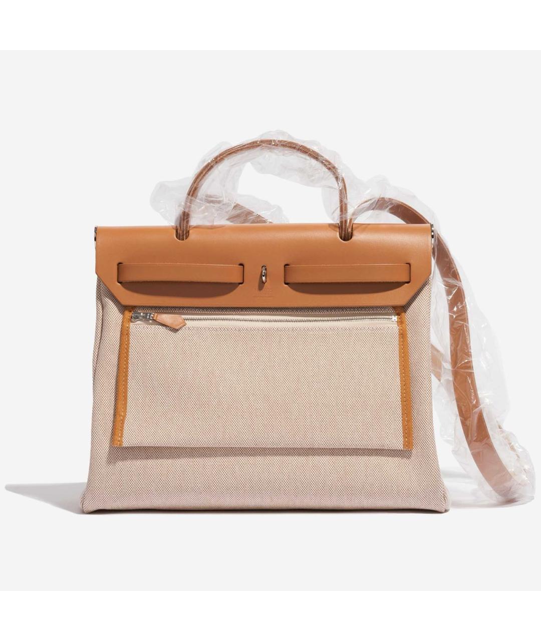 HERMES Бежевая тканевая сумка через плечо, фото 4