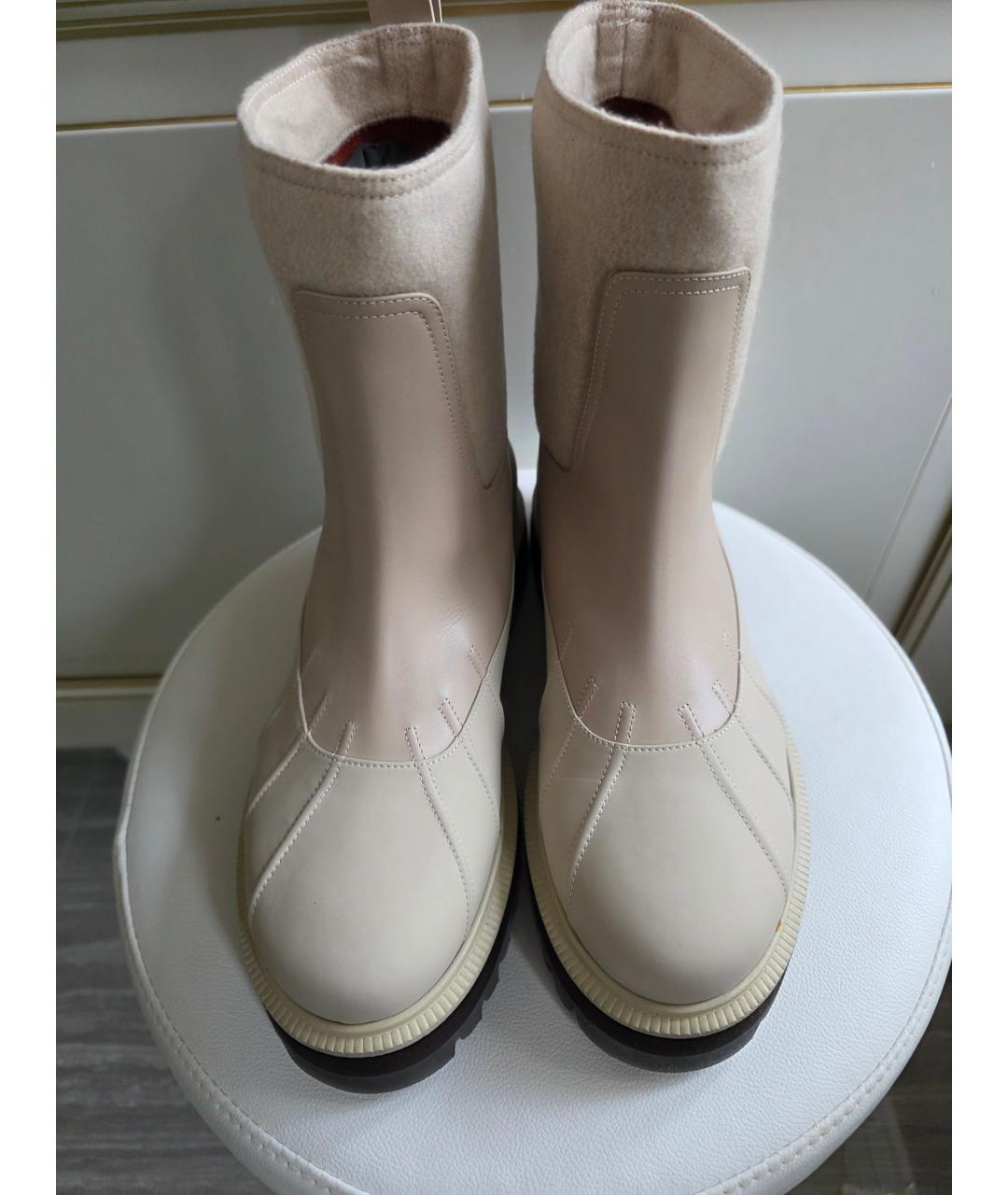 LORO PIANA Бежевые кожаные полусапоги, фото 2