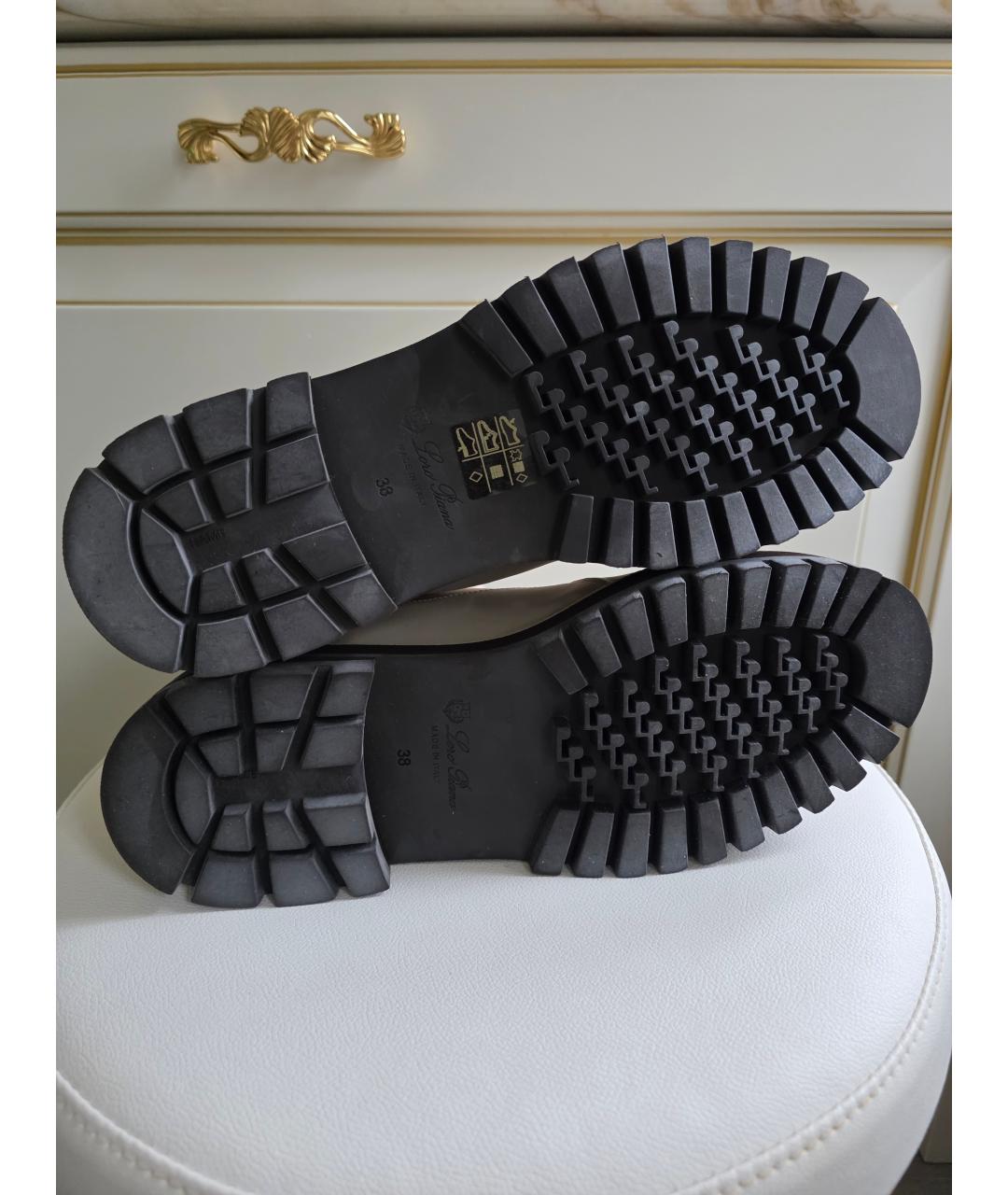 LORO PIANA Бежевые кожаные полусапоги, фото 5