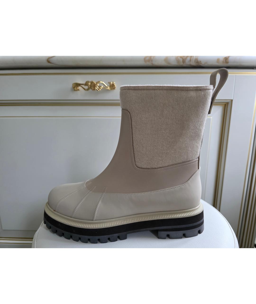 LORO PIANA Бежевые кожаные полусапоги, фото 8