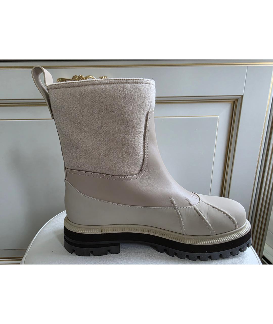 LORO PIANA Бежевые кожаные полусапоги, фото 6