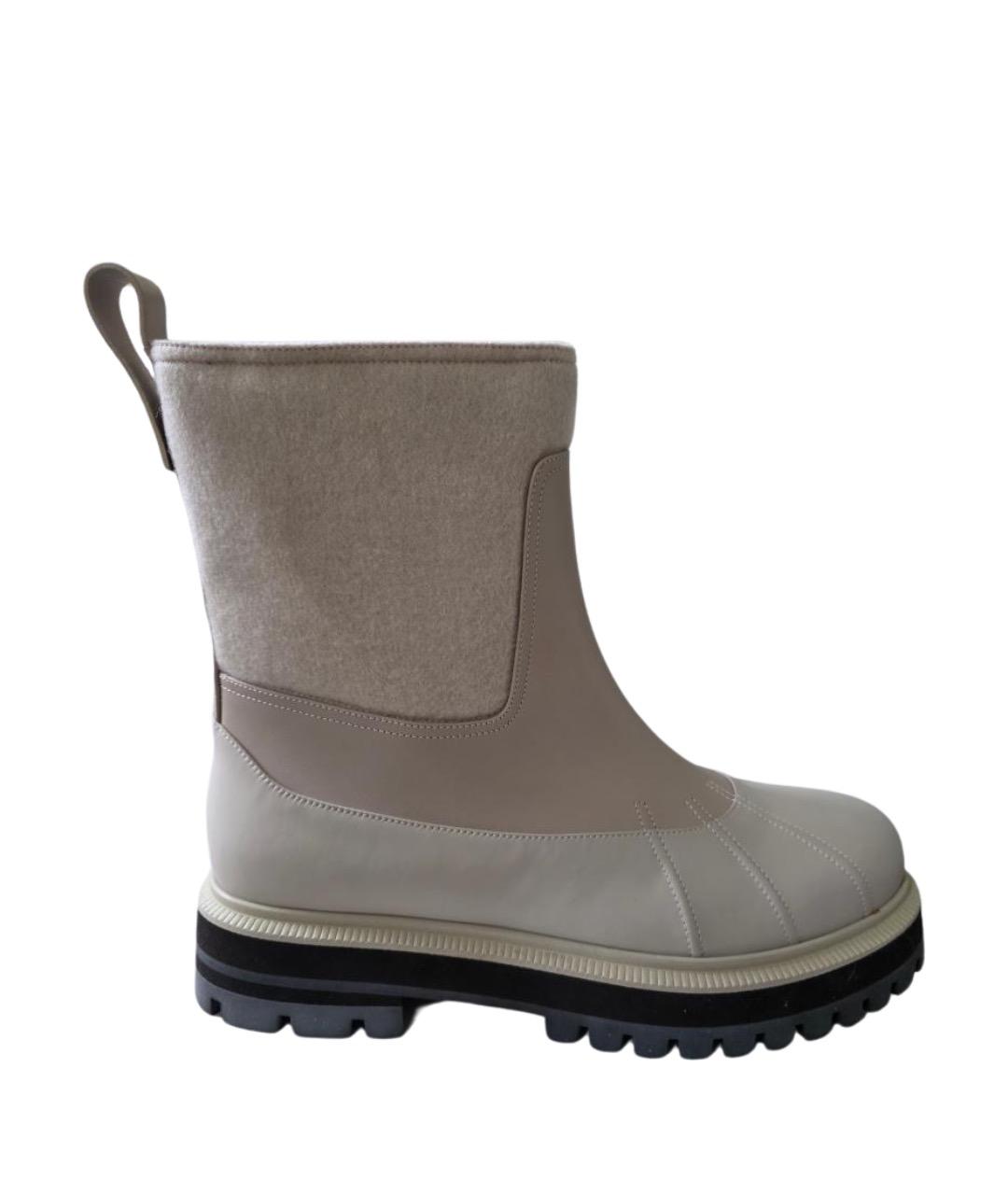 LORO PIANA Бежевые кожаные полусапоги, фото 1