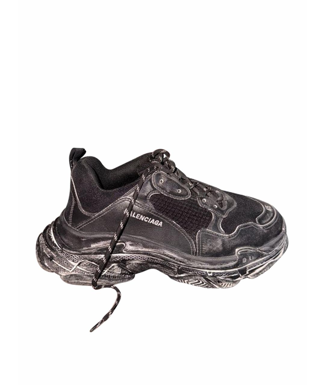 BALENCIAGA Черные текстильные низкие кроссовки / кеды, фото 1