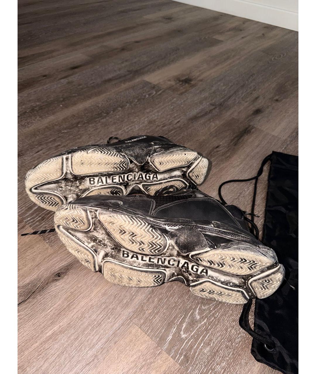 BALENCIAGA Черные текстильные низкие кроссовки / кеды, фото 6