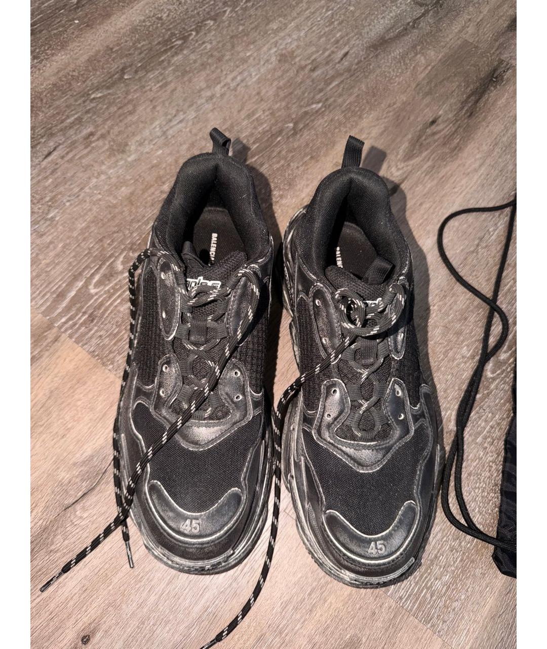 BALENCIAGA Черные текстильные низкие кроссовки / кеды, фото 2