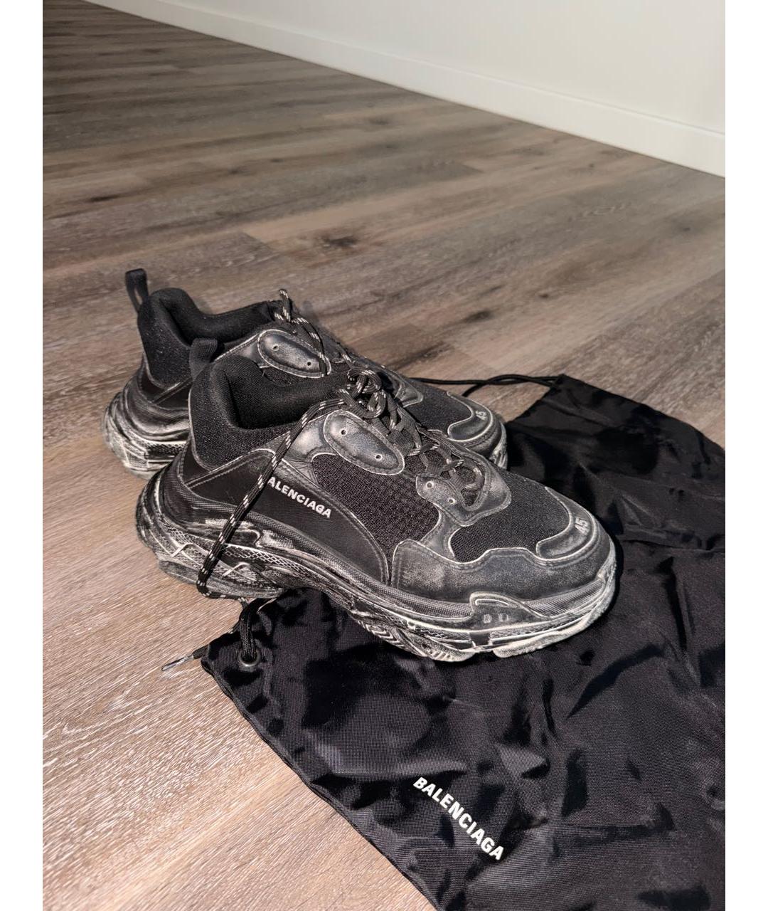 BALENCIAGA Черные текстильные низкие кроссовки / кеды, фото 3
