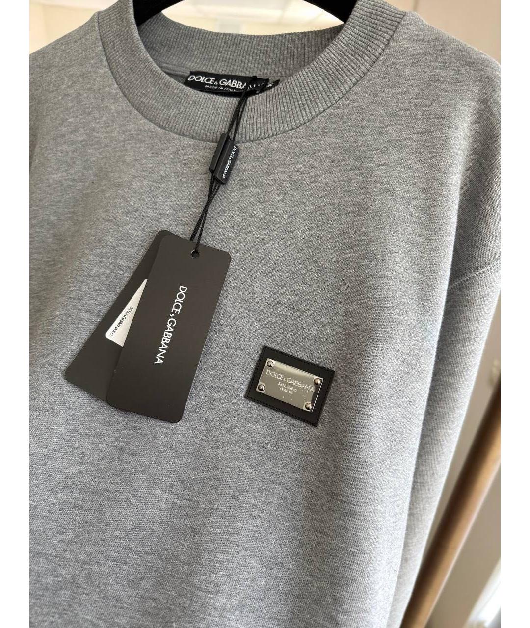 DOLCE&GABBANA Серый хлопковый джемпер / свитер, фото 3