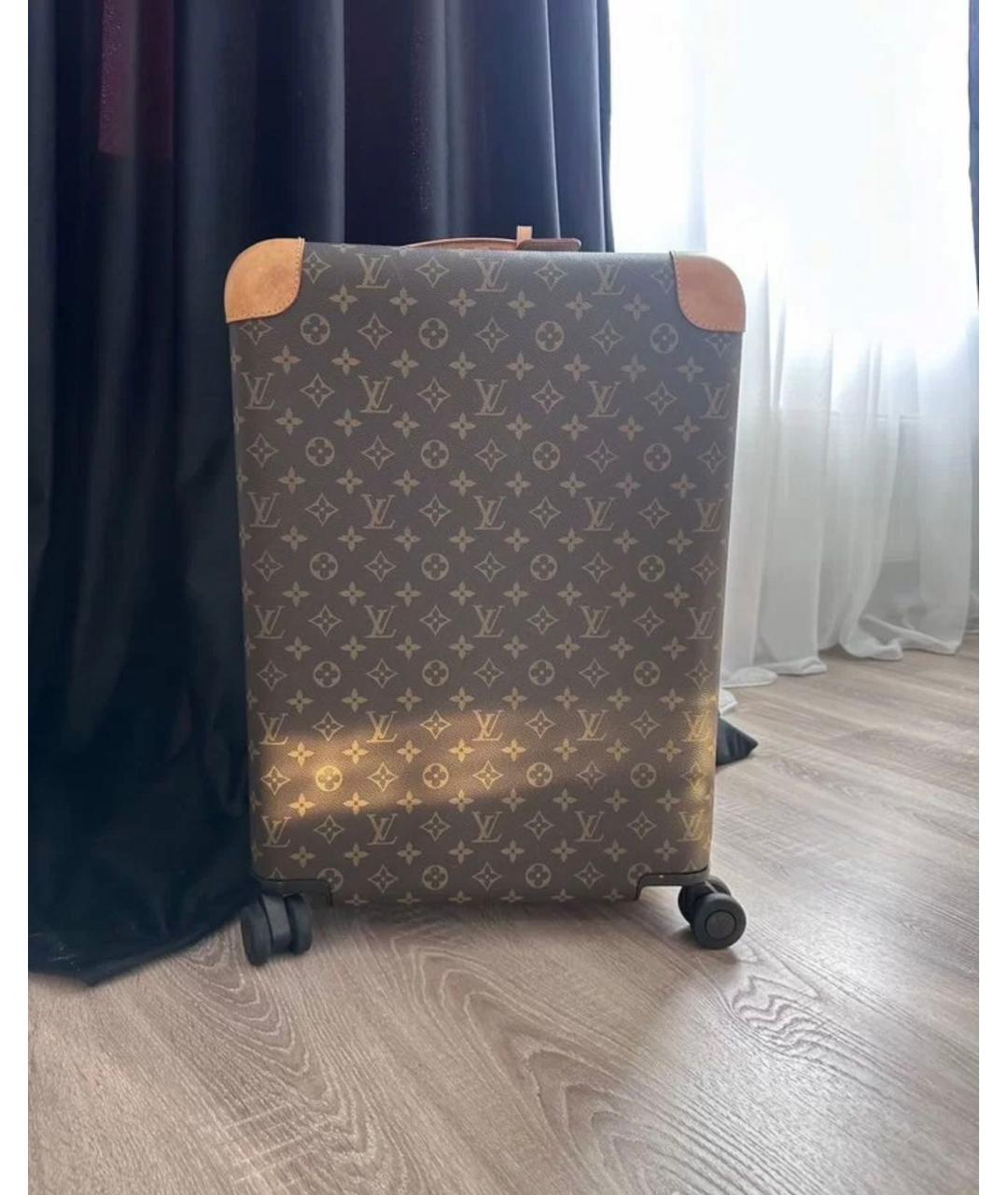 LOUIS VUITTON Коричневый чемодан из искусственной кожи, фото 5