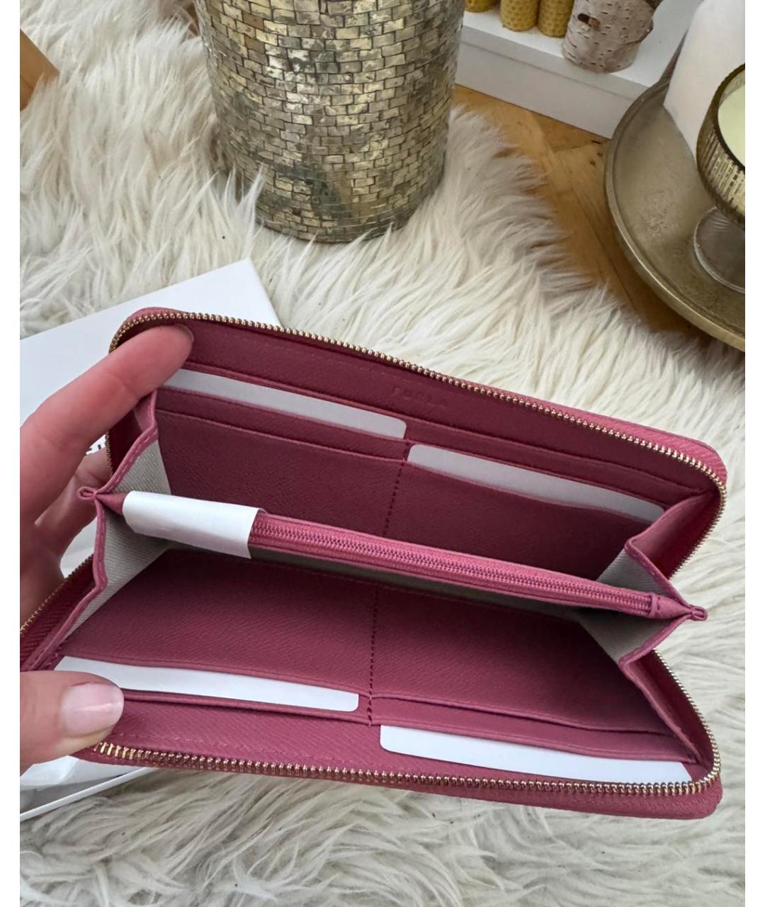 FURLA Розовый кожаный кошелек, фото 3