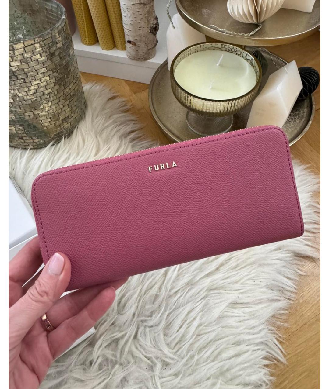 FURLA Розовый кожаный кошелек, фото 2