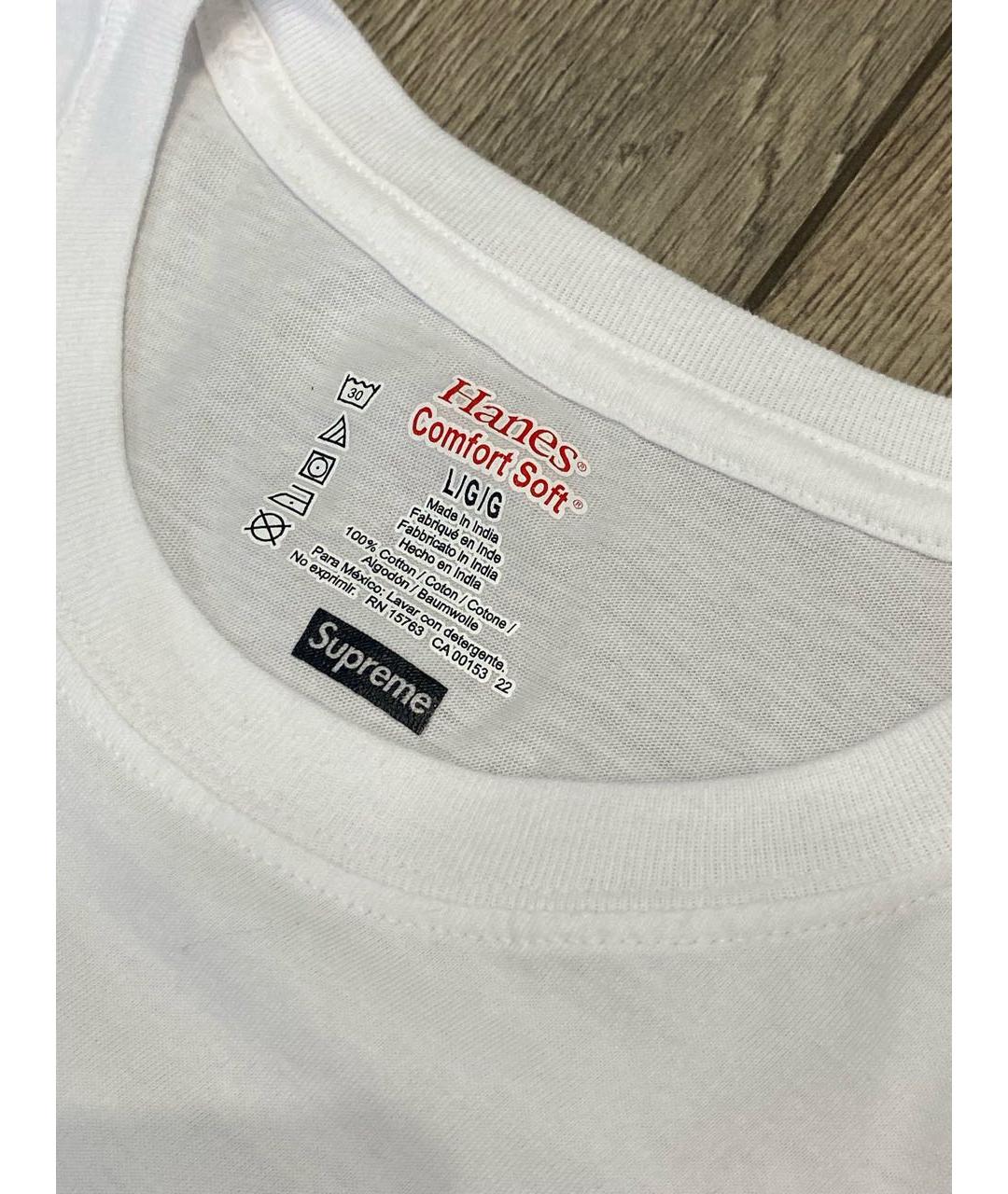 SUPREME Белая хлопковая футболка, фото 4