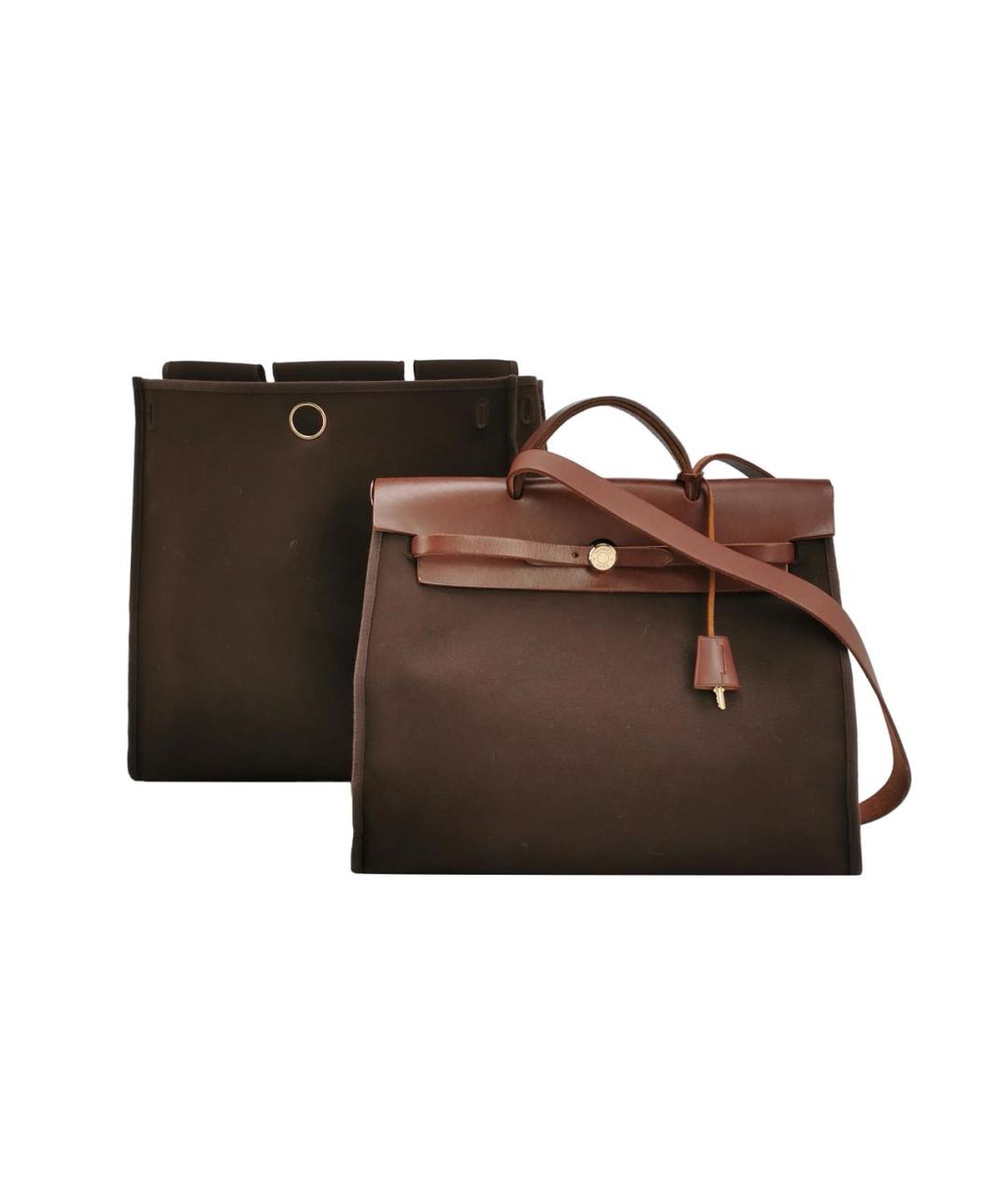 HERMES Коричневая тканевая сумка через плечо, фото 2