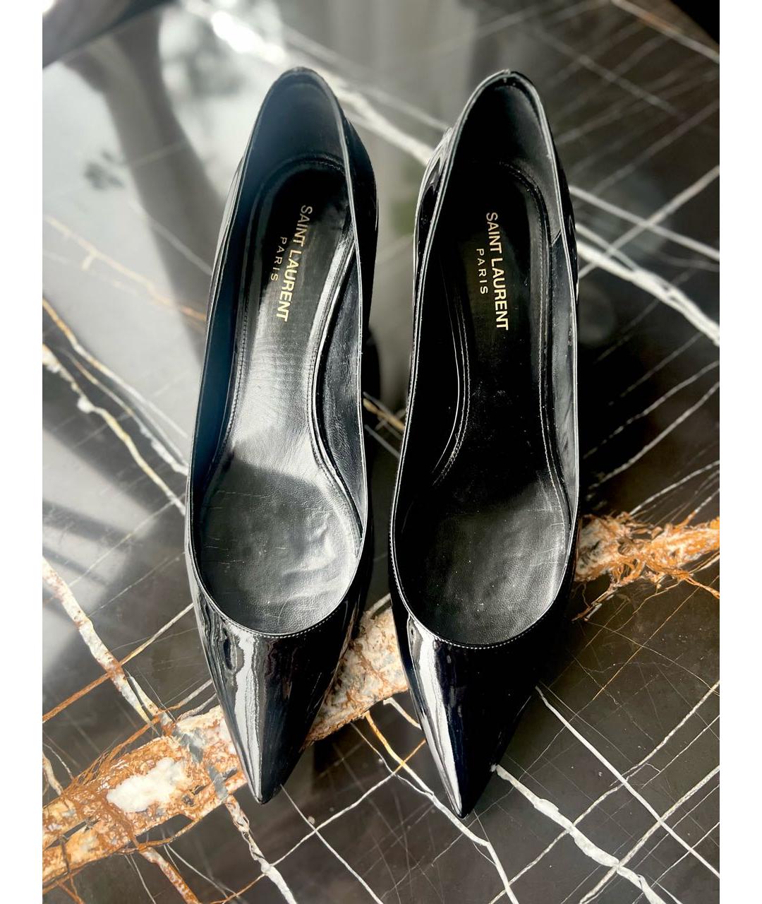 SAINT LAURENT Черные туфли из лакированной кожи, фото 2