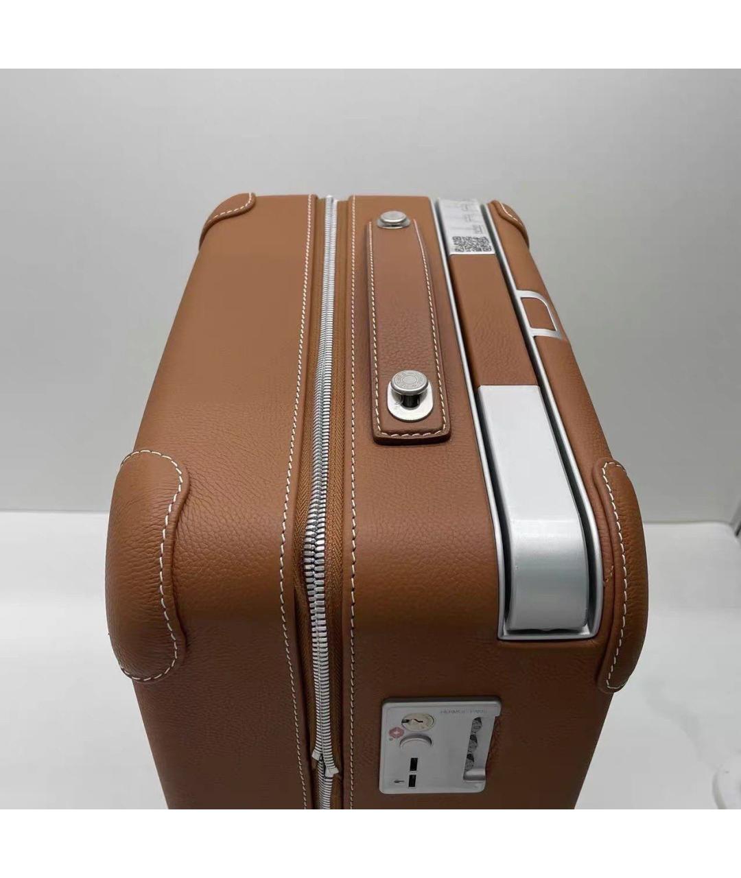 HERMES Коричневый кожаный чемодан, фото 3