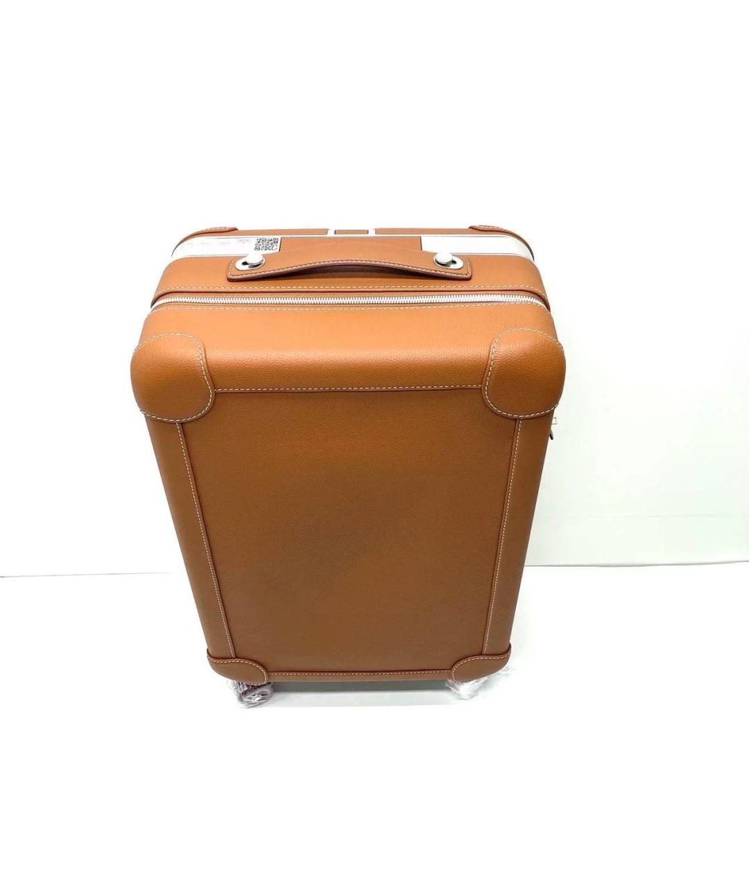 HERMES Коричневый кожаный чемодан, фото 2