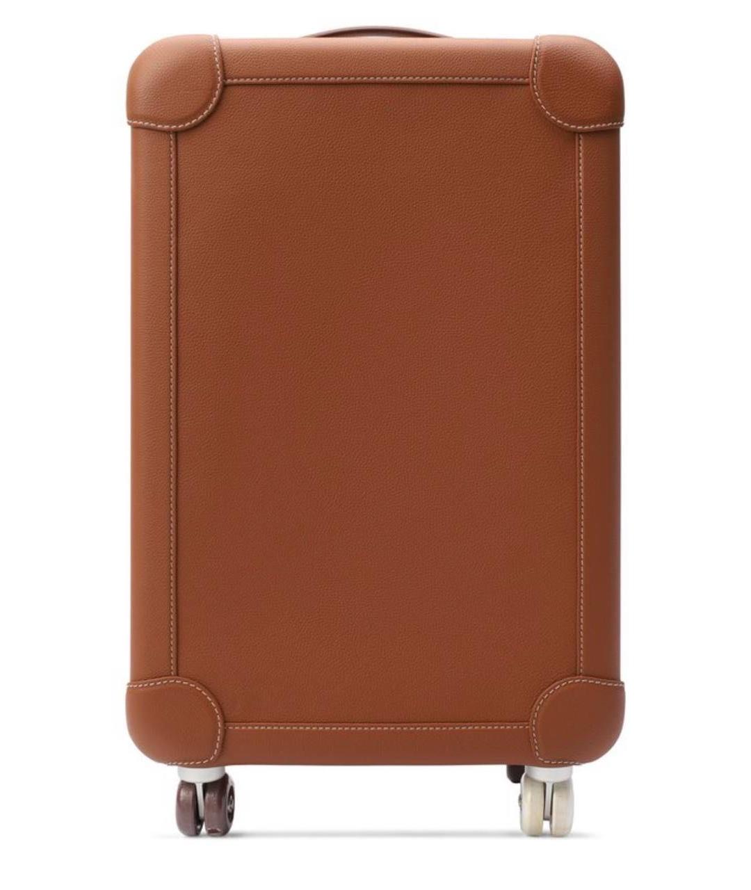 HERMES Коричневый кожаный чемодан, фото 6